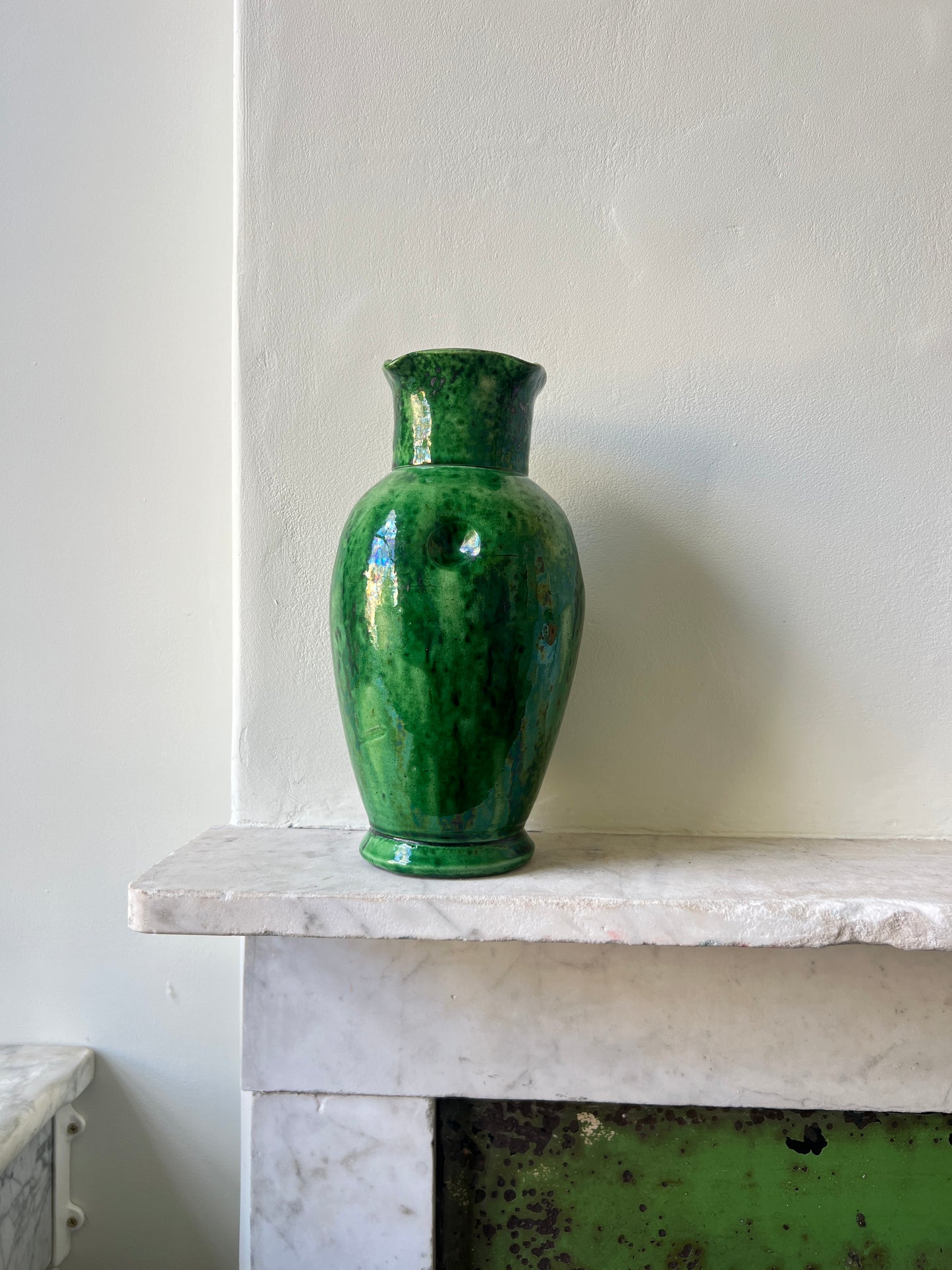 Belgian Art Nouveau Green Glazed Art Pottery Vase