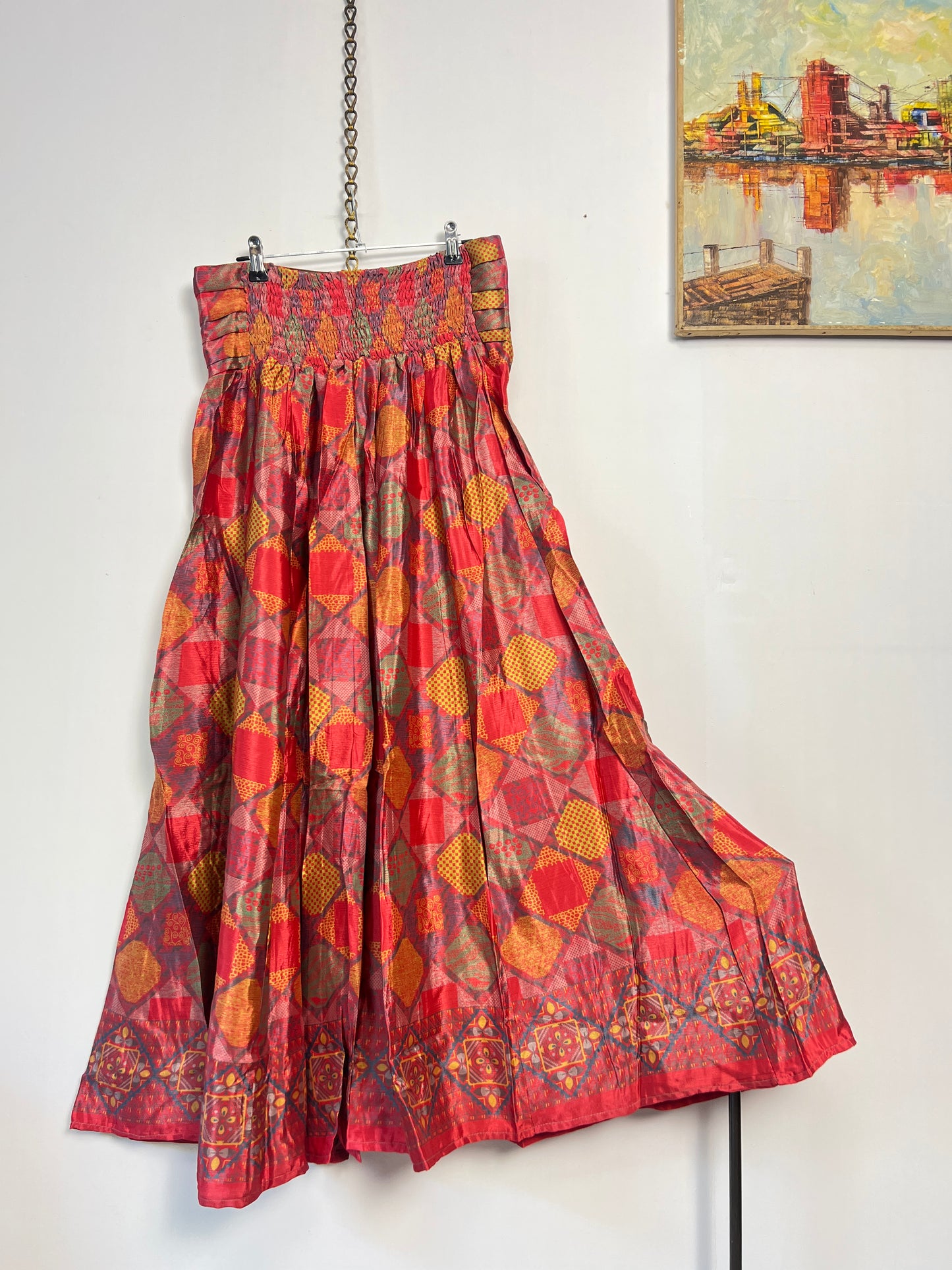 Vintage Saree Silk Pleated Skirt