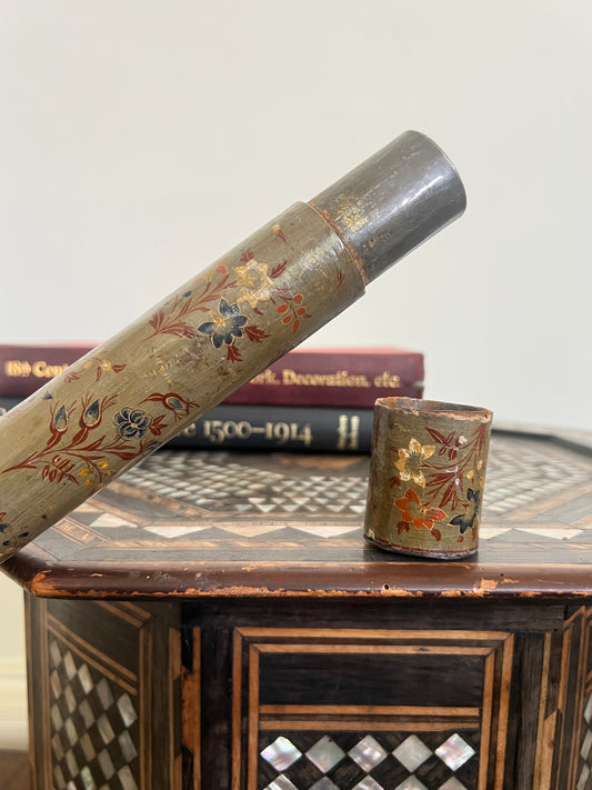 A Toleware Papier Mache Decorated Document Carrier