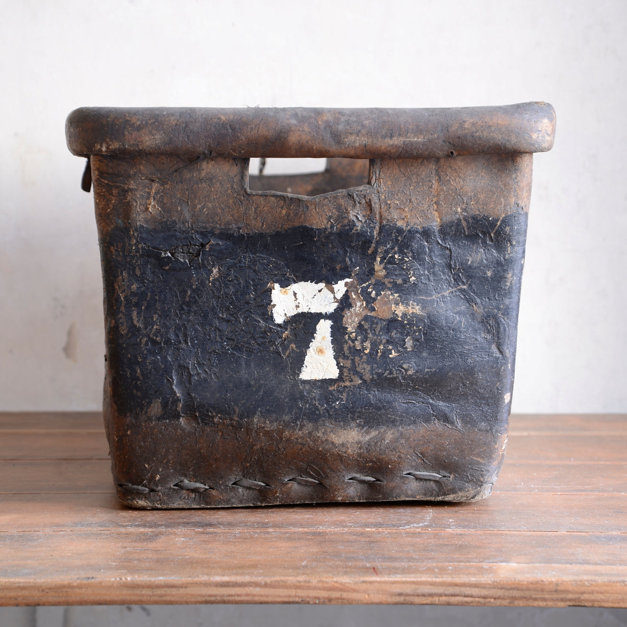 19th Century Buffalo Rawhide Mill Bucket - No 7