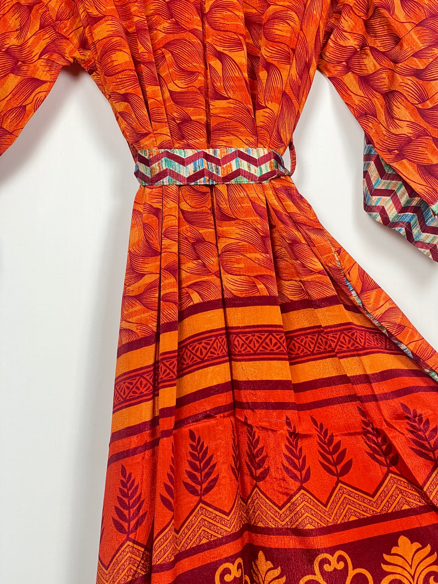 Vintage Saree Silk Kimono / Duster - Long - Wider Unisex Fit
