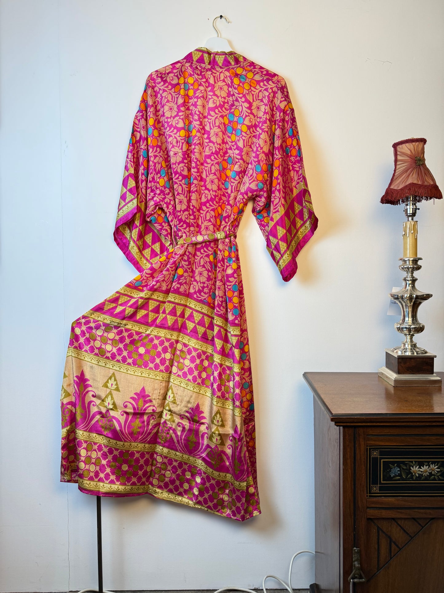 Vintage Saree Silk Kimono / Duster - Long