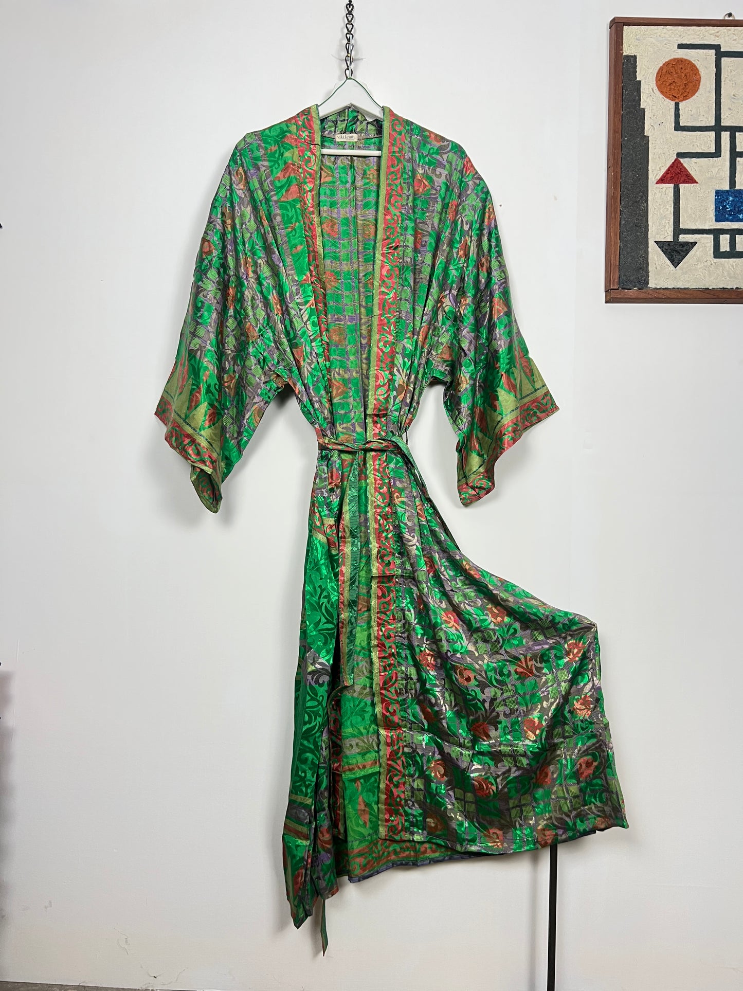 Vintage Saree Silk Kimono / Duster - Long - Wider Unisex Fit