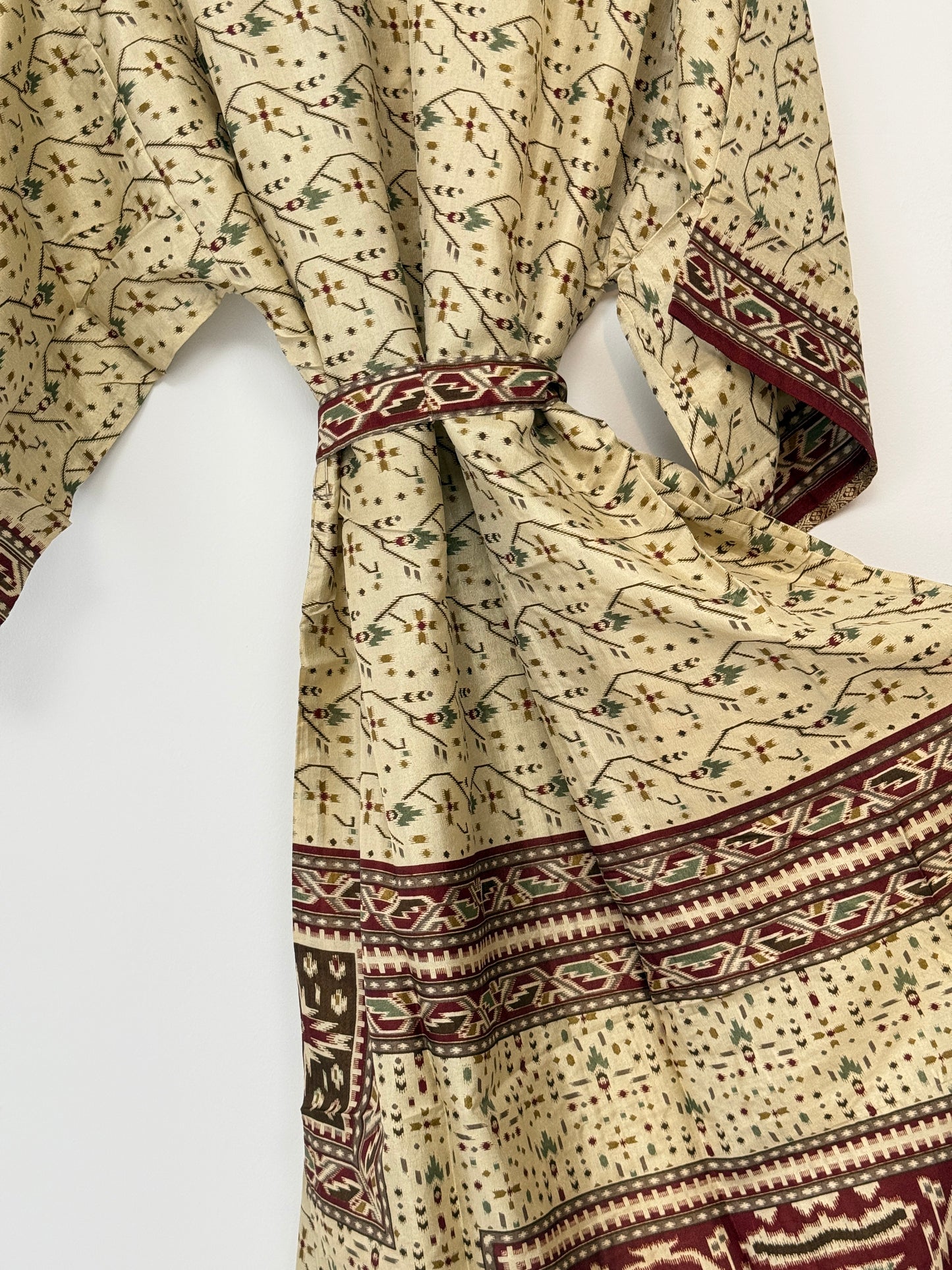 Vintage Saree Silk Kimono / Duster - Long