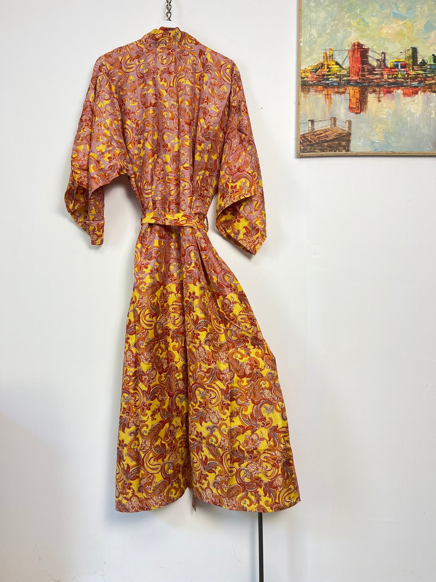 Vintage Saree Silk Kimono / Duster - Long