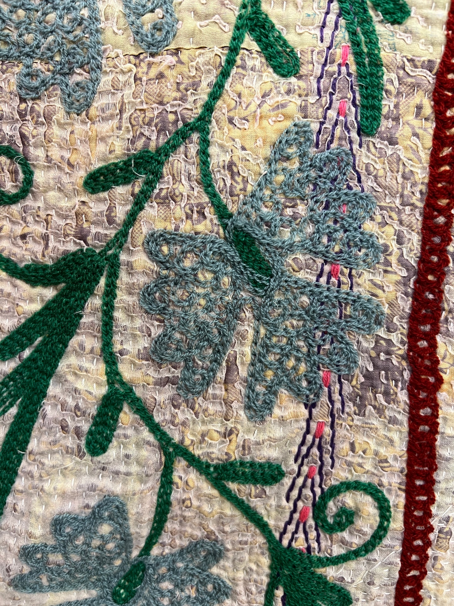 Vintage Kantha Suzani Quilt