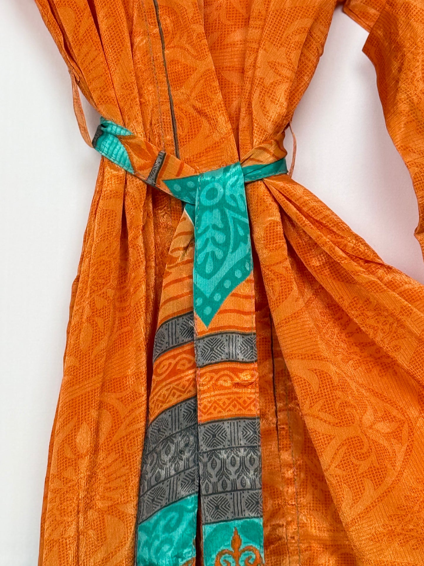 Vintage Saree Silk Kimono / Duster - Long