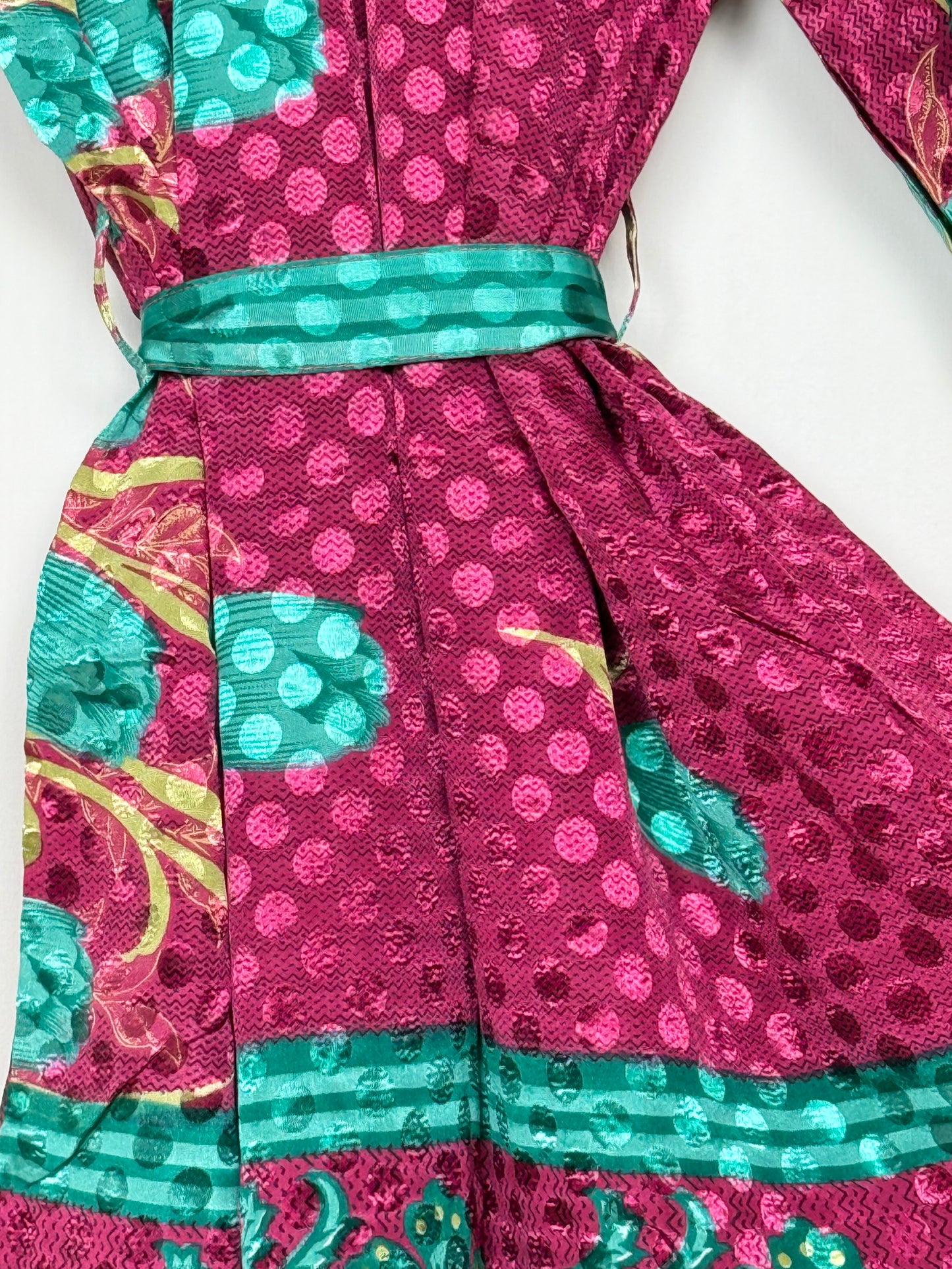 Vintage Saree Silk Kimono / Duster - Long