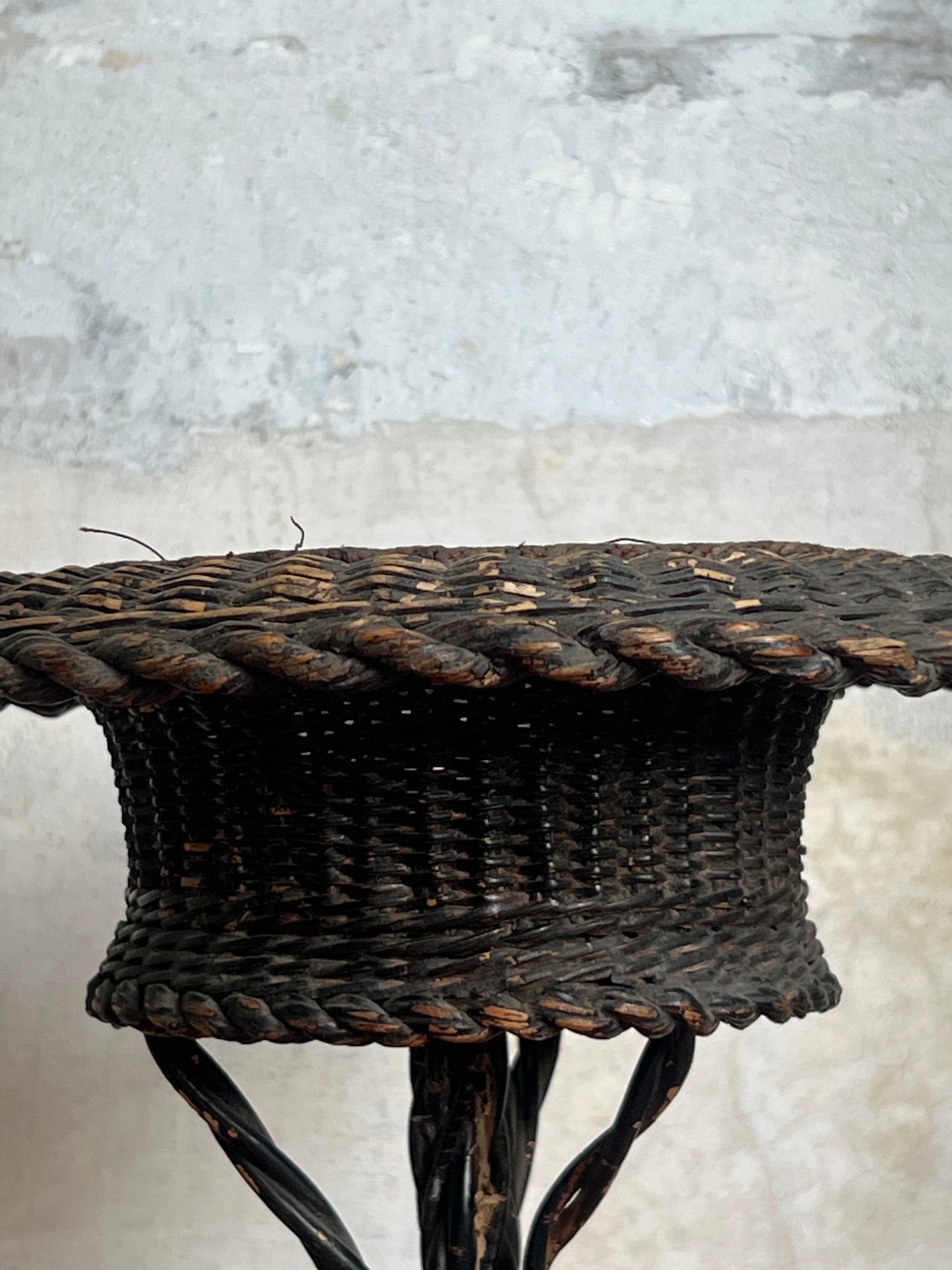 A Rare 19thC Wicker on Steel table-top Plant Stand