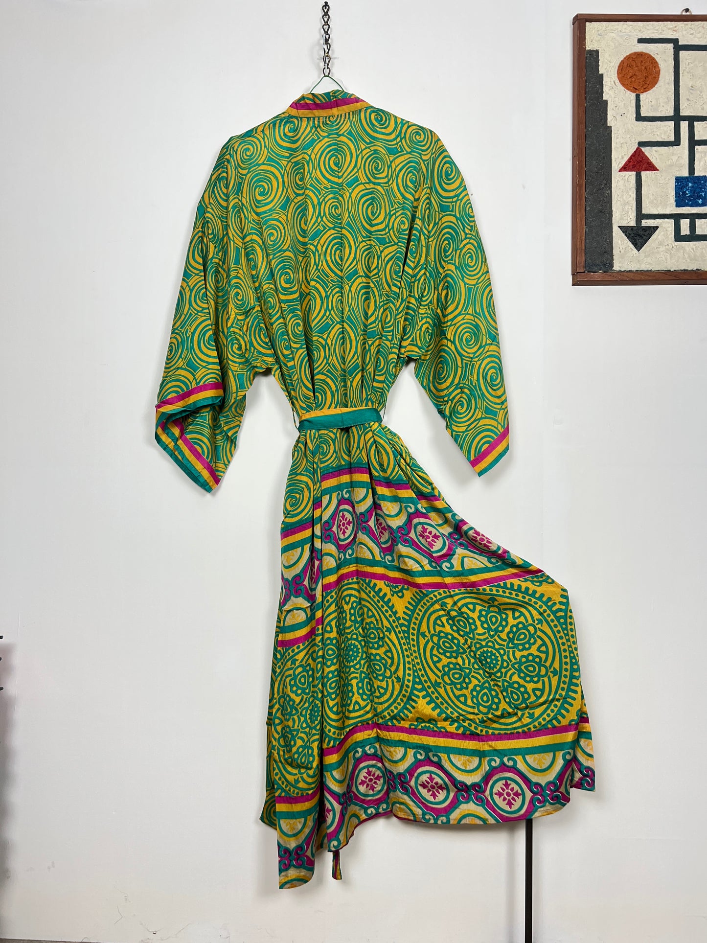 Vintage Saree Silk Kimono / Duster - Long - Wider Unisex Fit