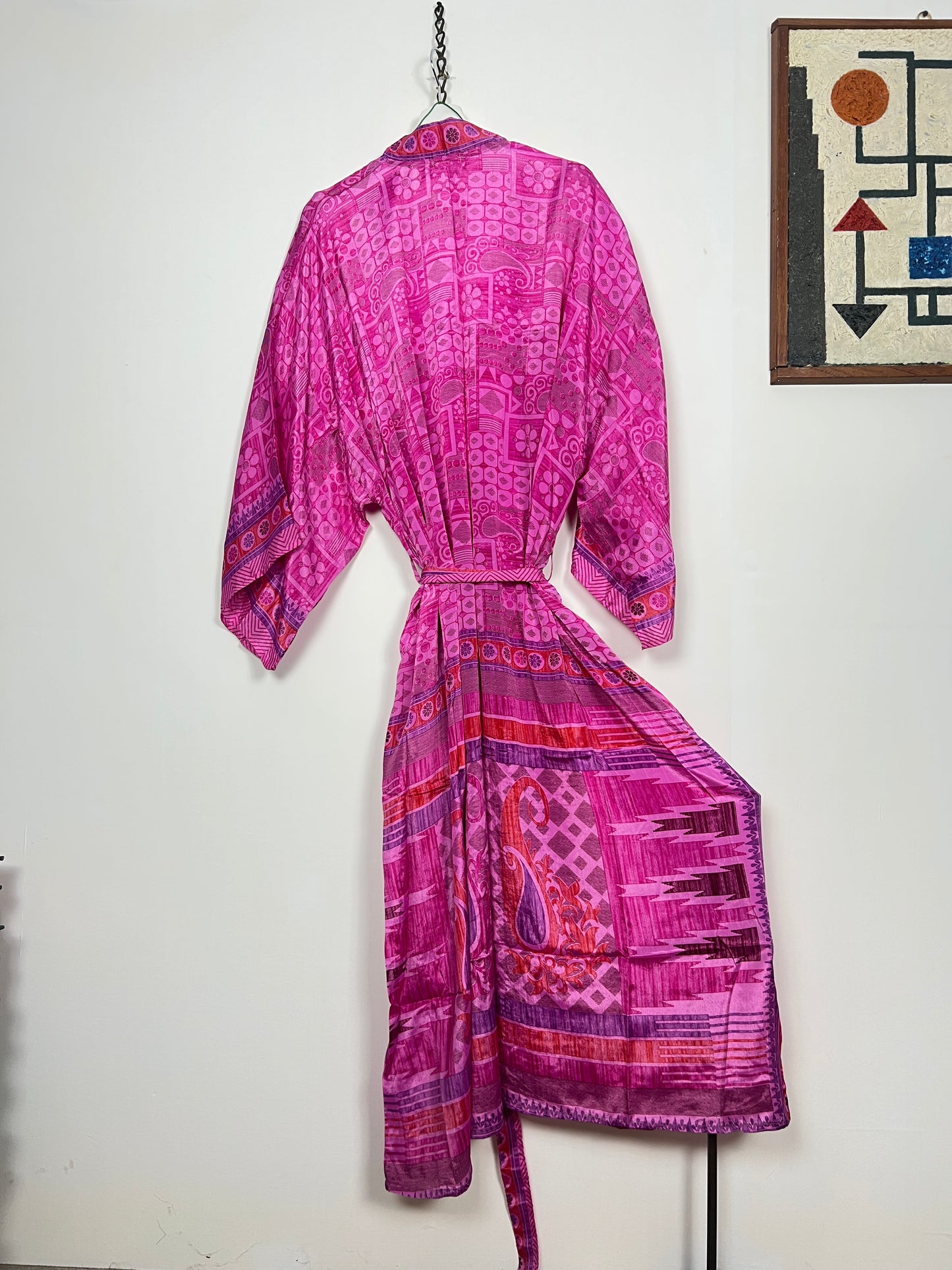 Vintage Saree Silk Kimono / Duster - Long - Wider Unisex Fit