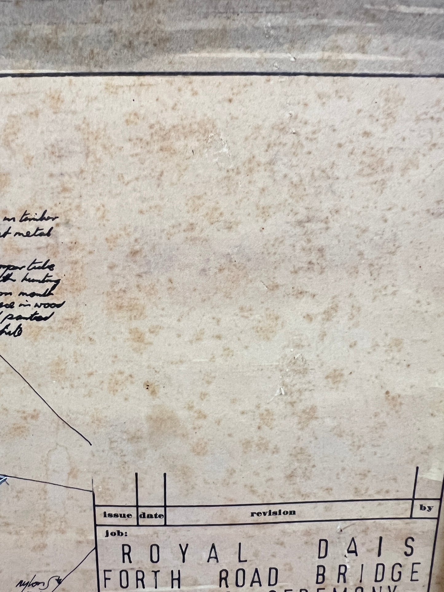 Original plans for the Royal Dais used during the opening ceremony of the Forth Road Bridge