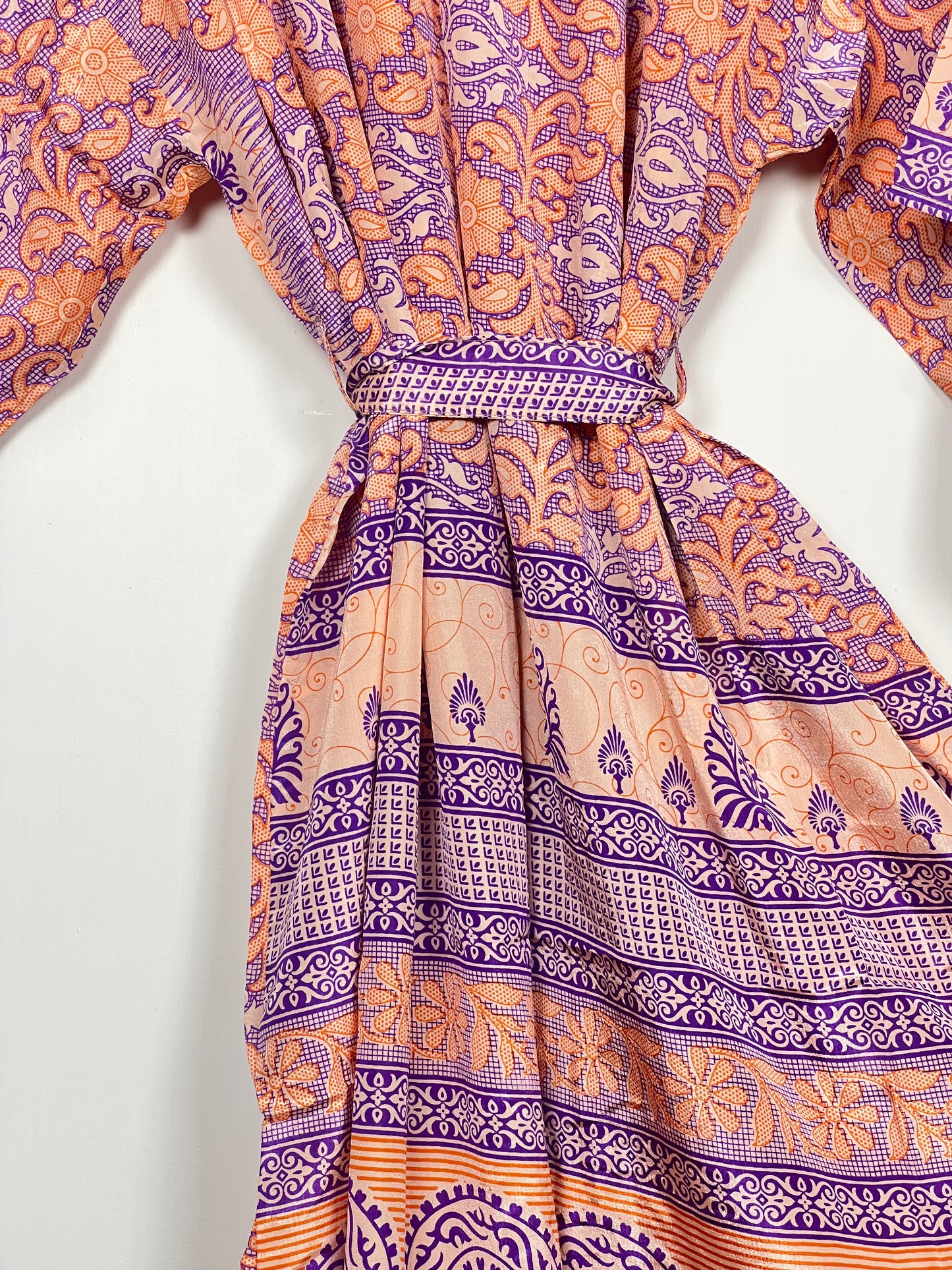 Vintage Saree Silk Kimono / Duster - Long - Wider Unisex Fit
