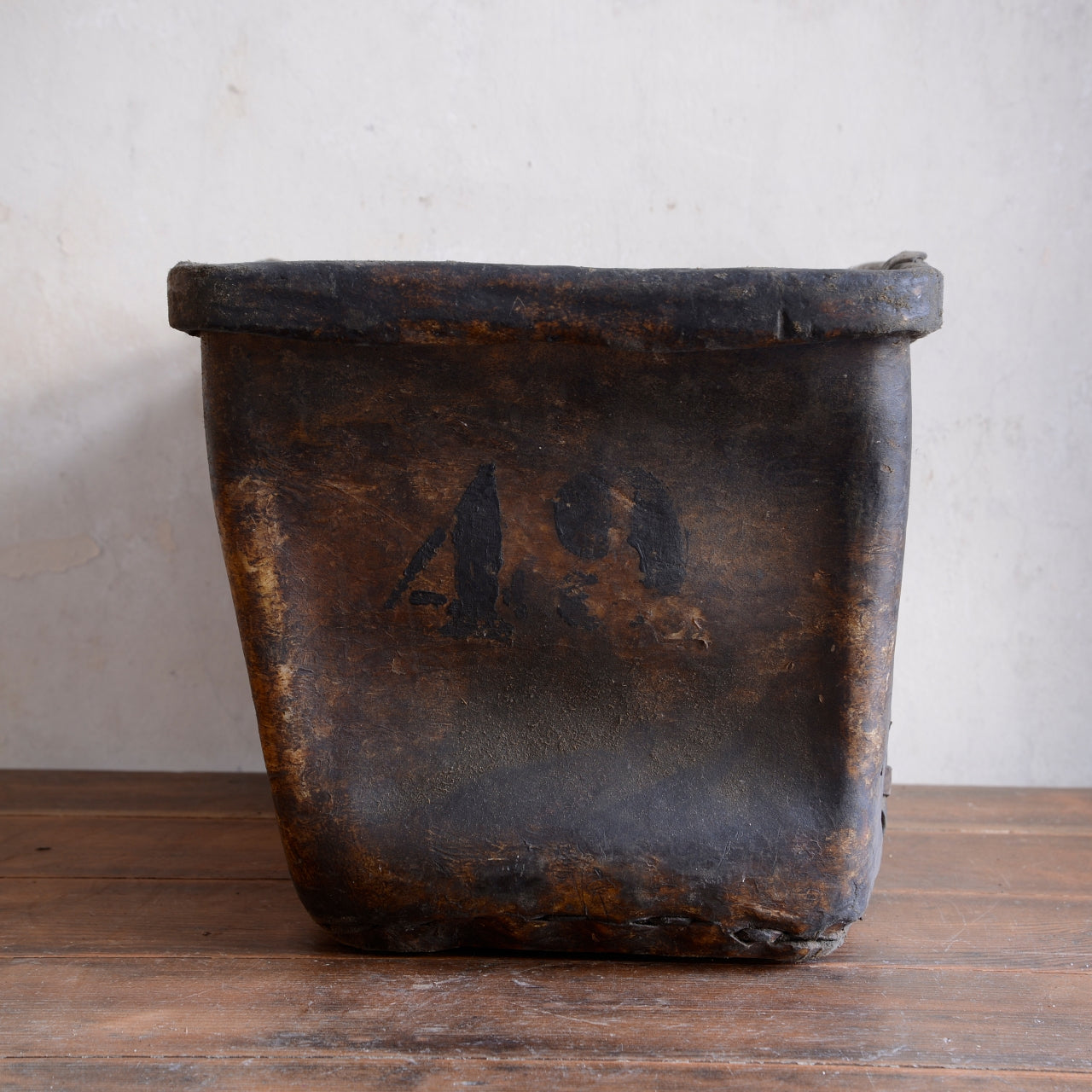19th Century Buffalo Rawhide Mill Bucket - No 49