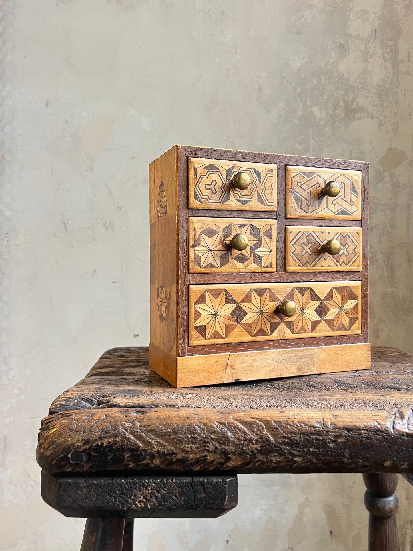 A Japanese Parquetry Specimen Table-top Miniature Chest