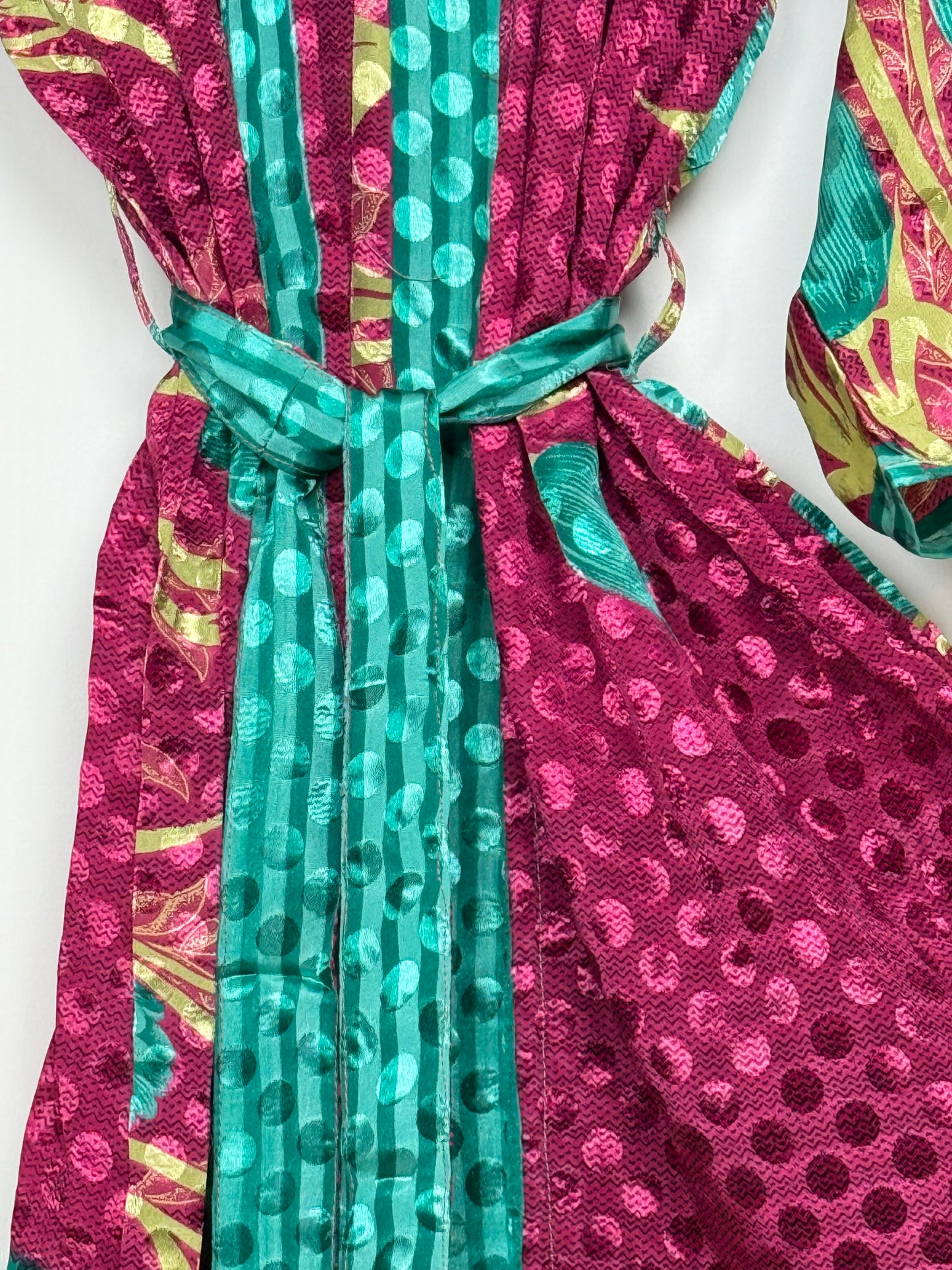 Vintage Saree Silk Kimono / Duster - Long