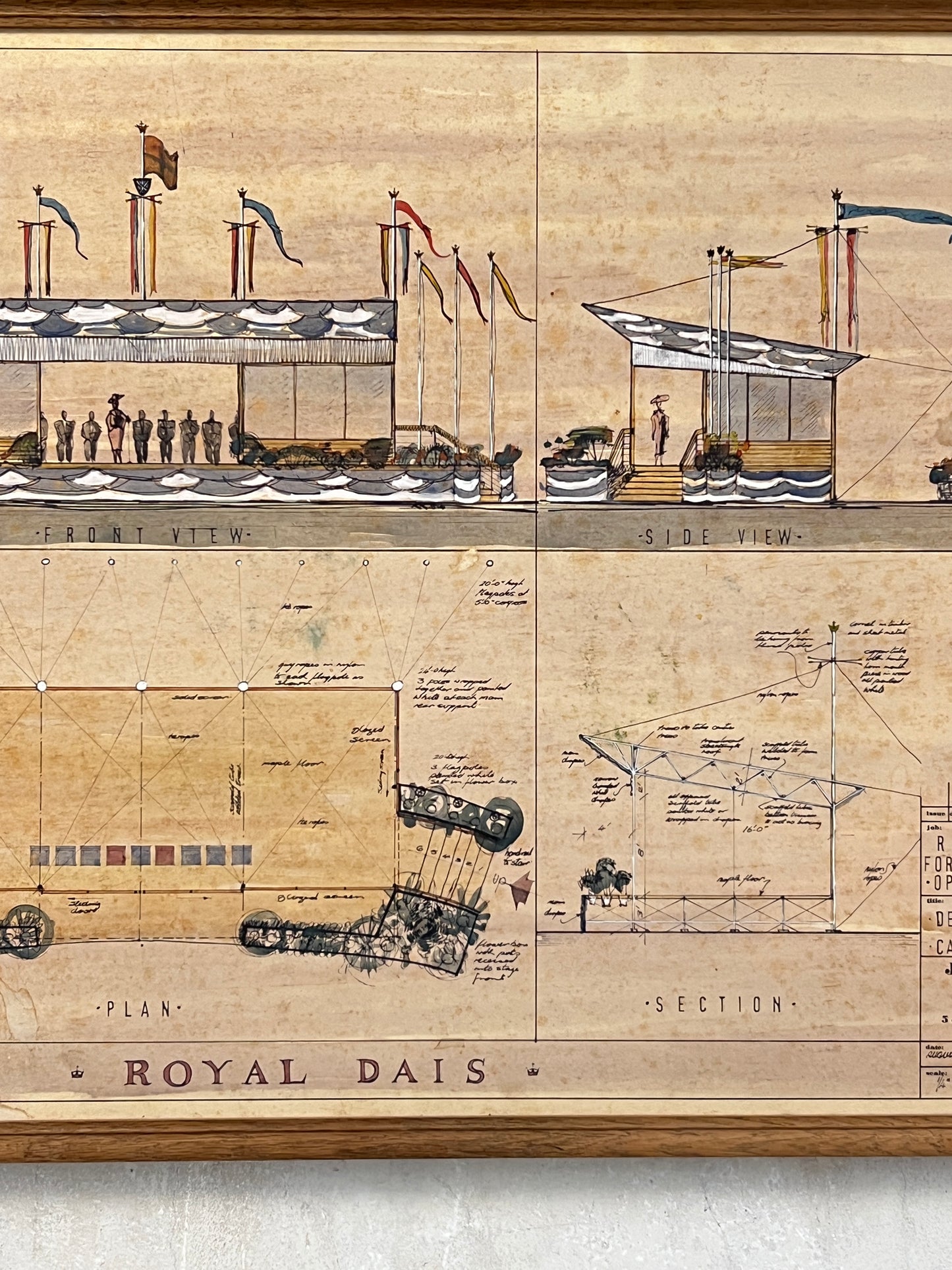 Original plans for the Royal Dais used during the opening ceremony of the Forth Road Bridge
