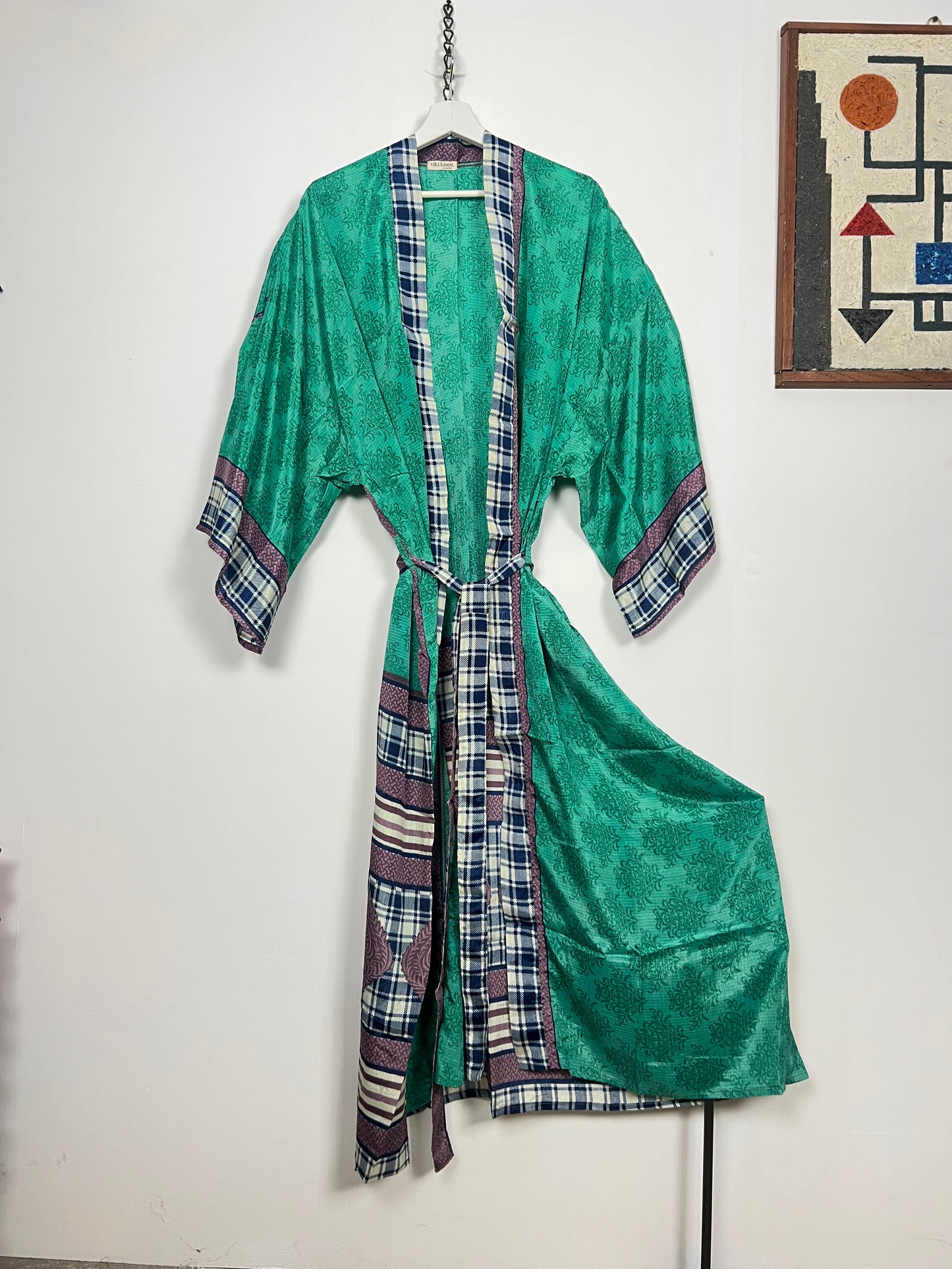 Vintage Saree Silk Kimono / Duster - Long - Wider Unisex Fit