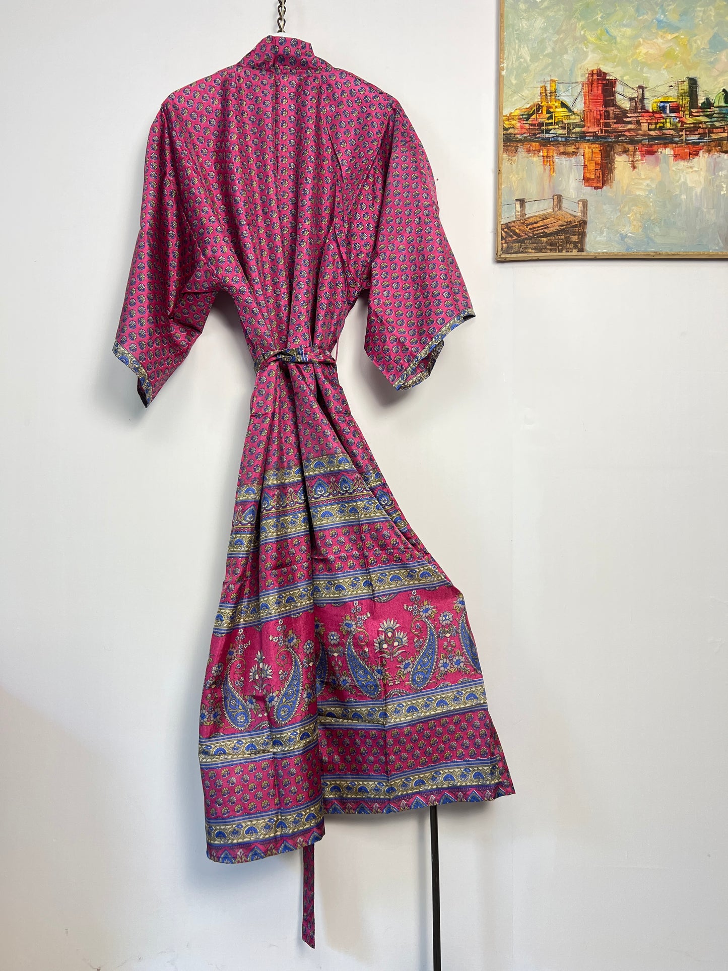 Vintage Saree Silk Kimono / Duster - Long