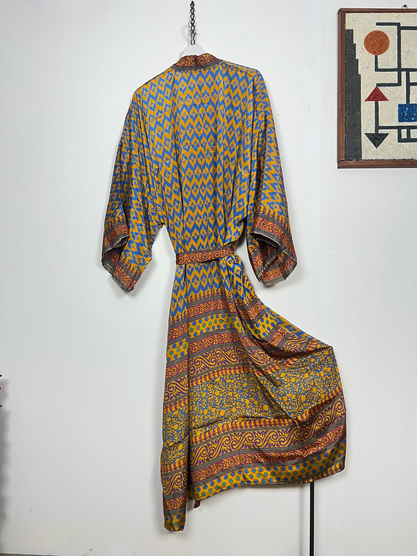 Vintage Saree Silk Kimono / Duster - Long - Wider Unisex Fit