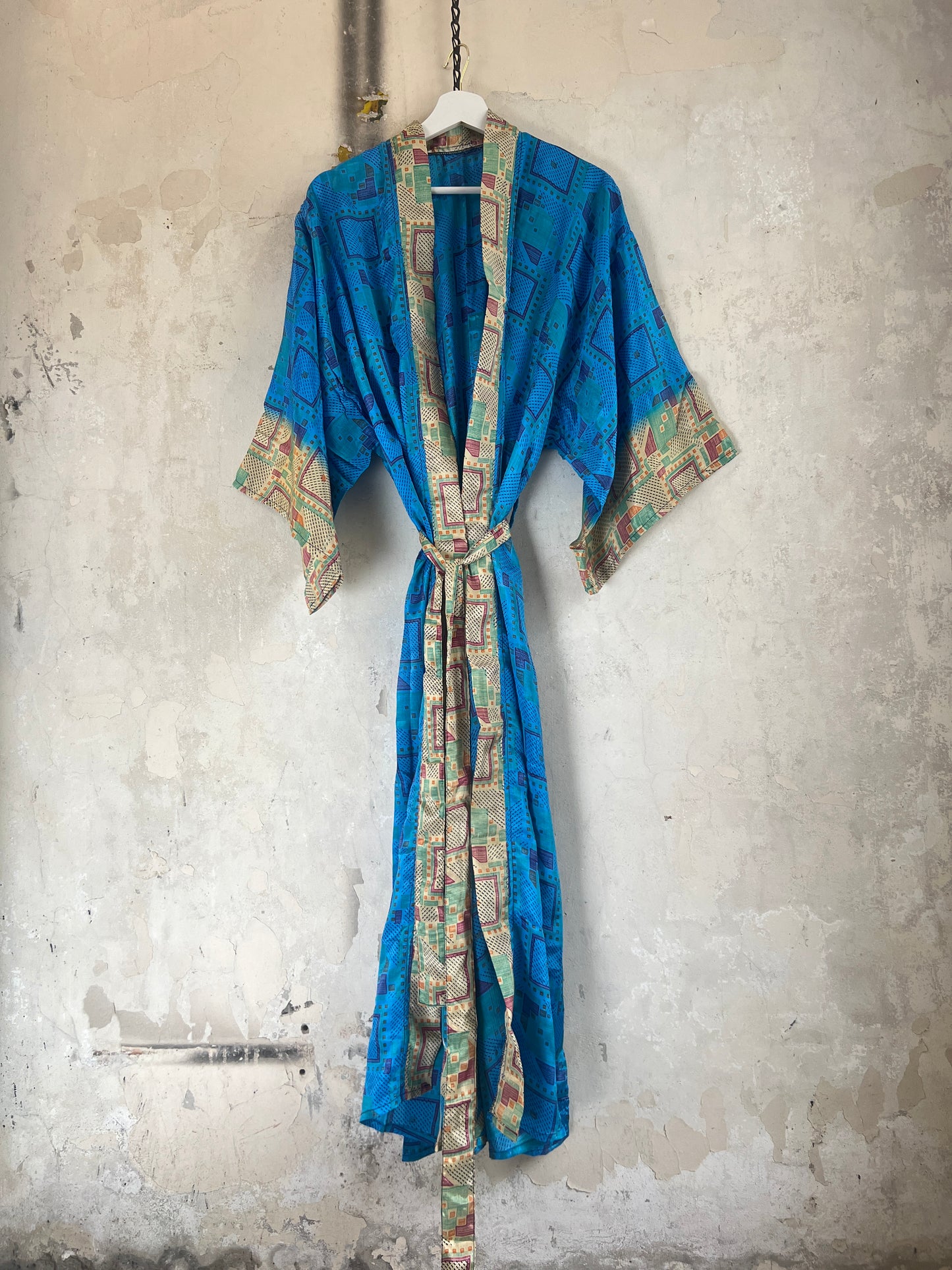 Vintage Saree Silk Kimono / Duster - Long