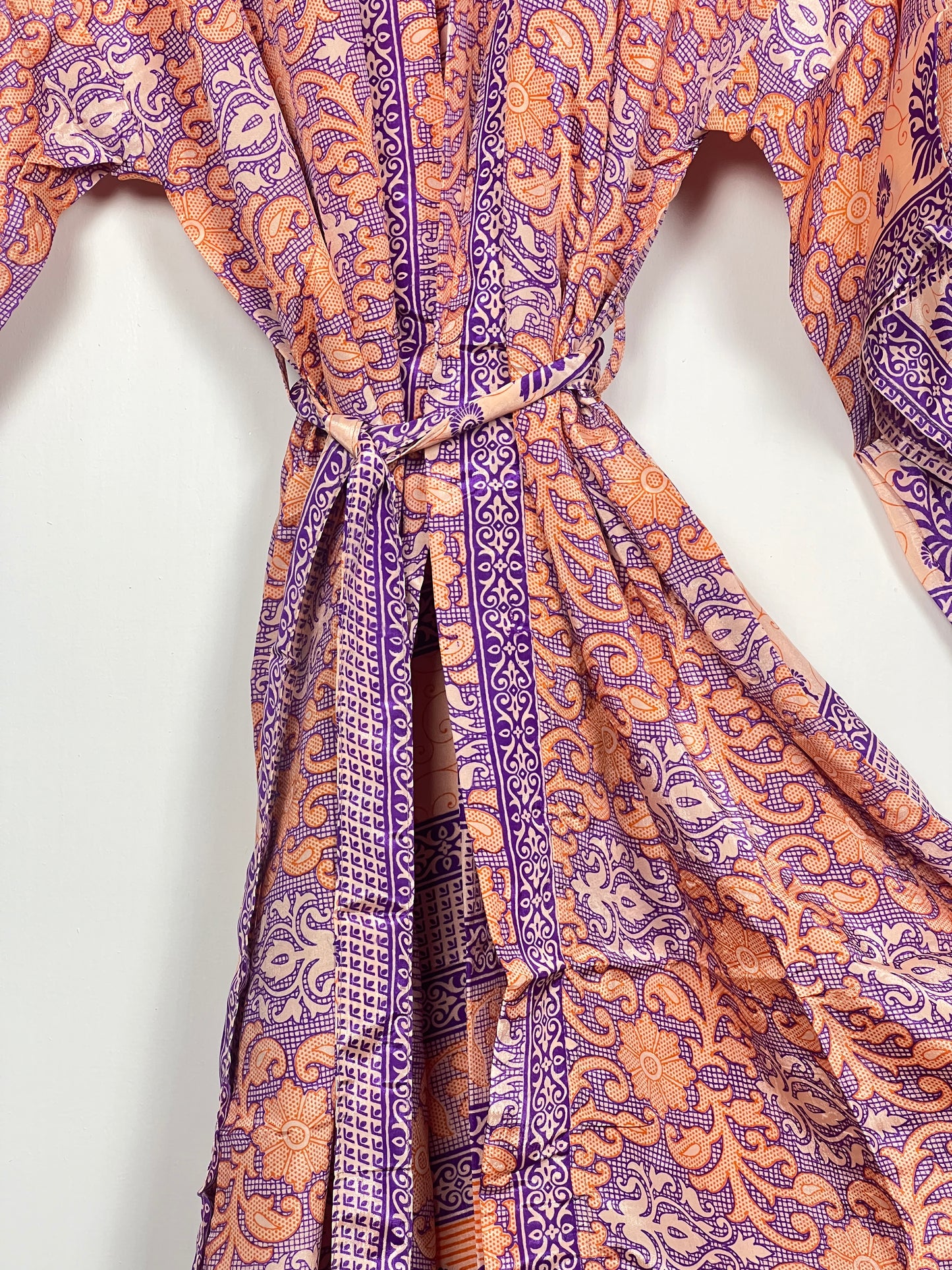 Vintage Saree Silk Kimono / Duster - Long - Wider Unisex Fit
