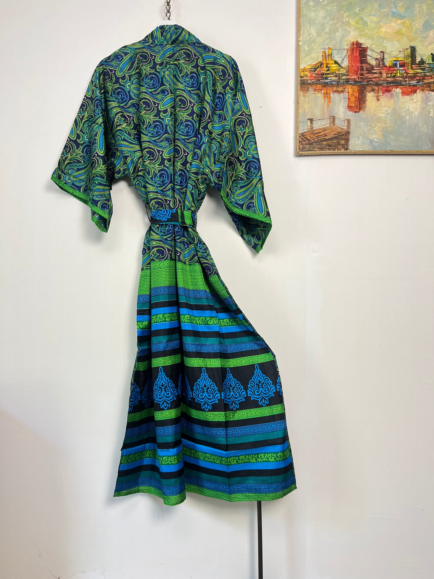 Vintage Saree Silk Kimono / Duster - Long
