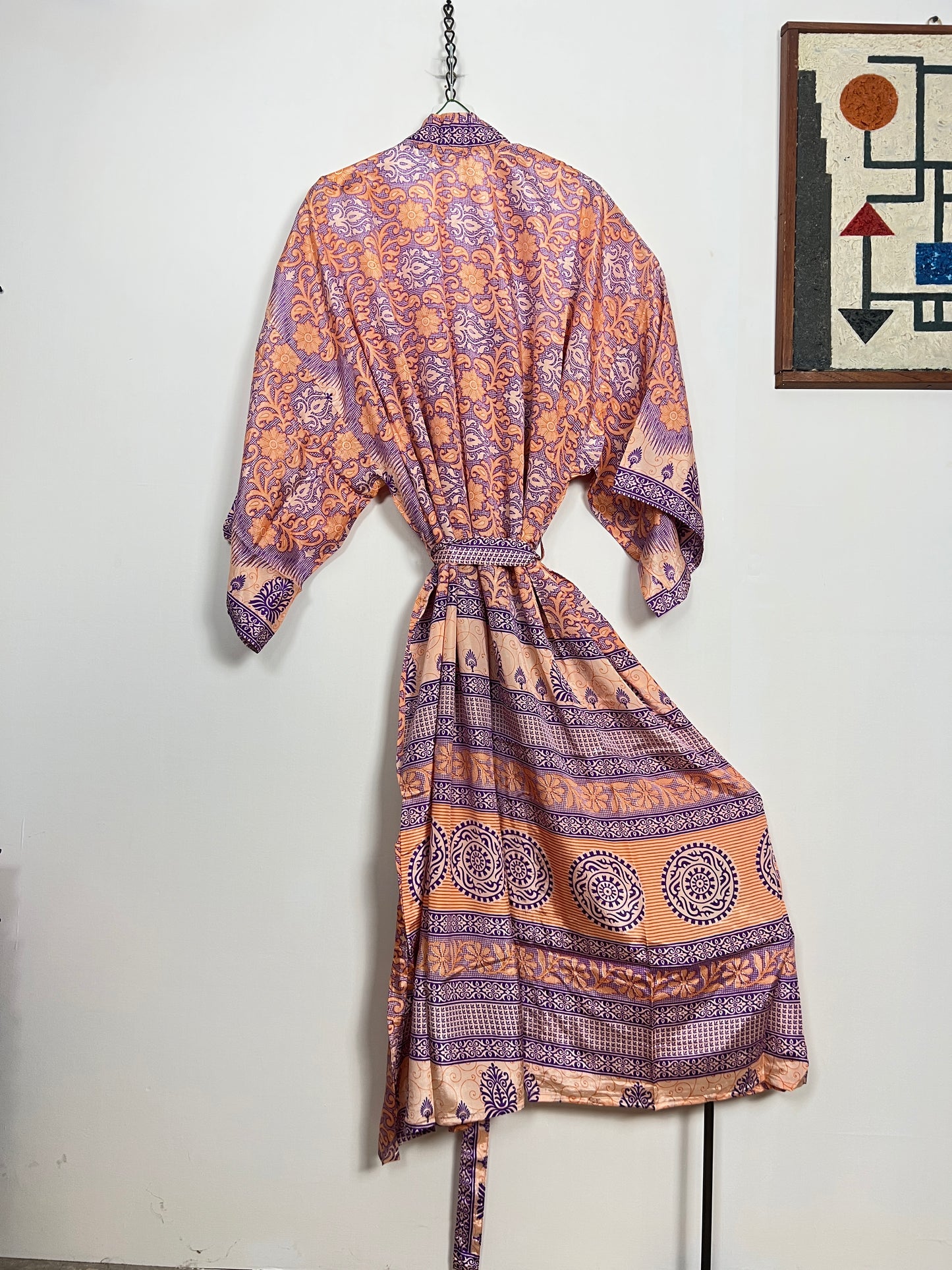 Vintage Saree Silk Kimono / Duster - Long - Wider Unisex Fit