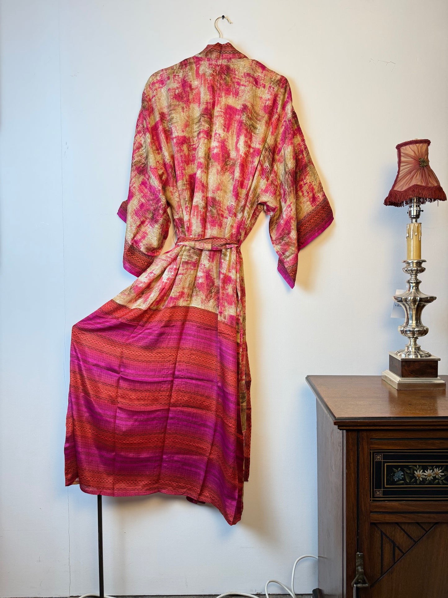 Vintage Saree Silk Kimono / Duster - Long