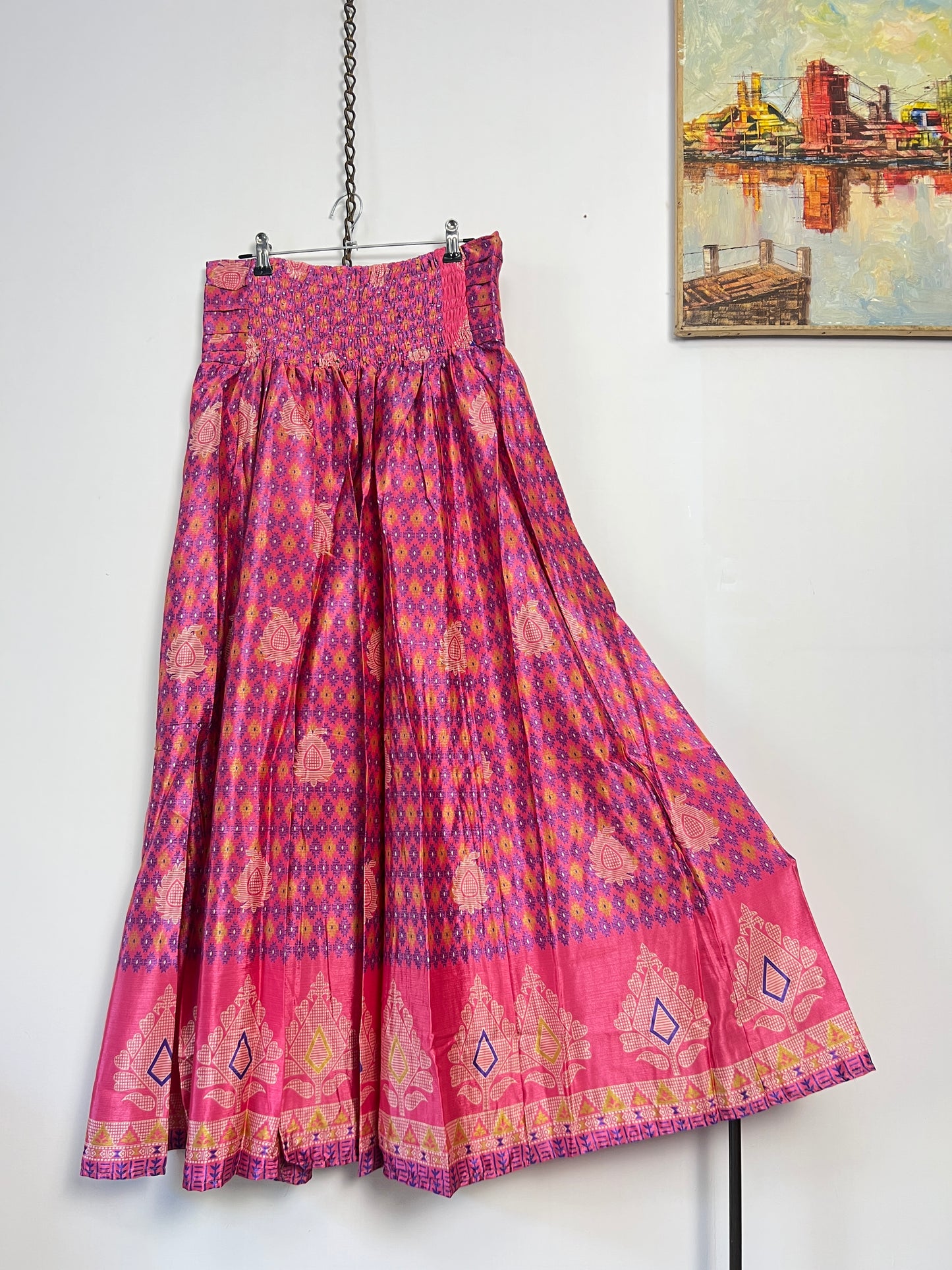 Vintage Saree Silk Pleated Skirt