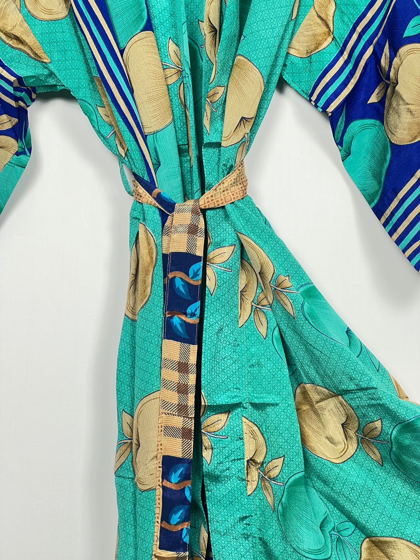 Vintage Saree Silk Kimono / Duster - Long - Wider Unisex Fit