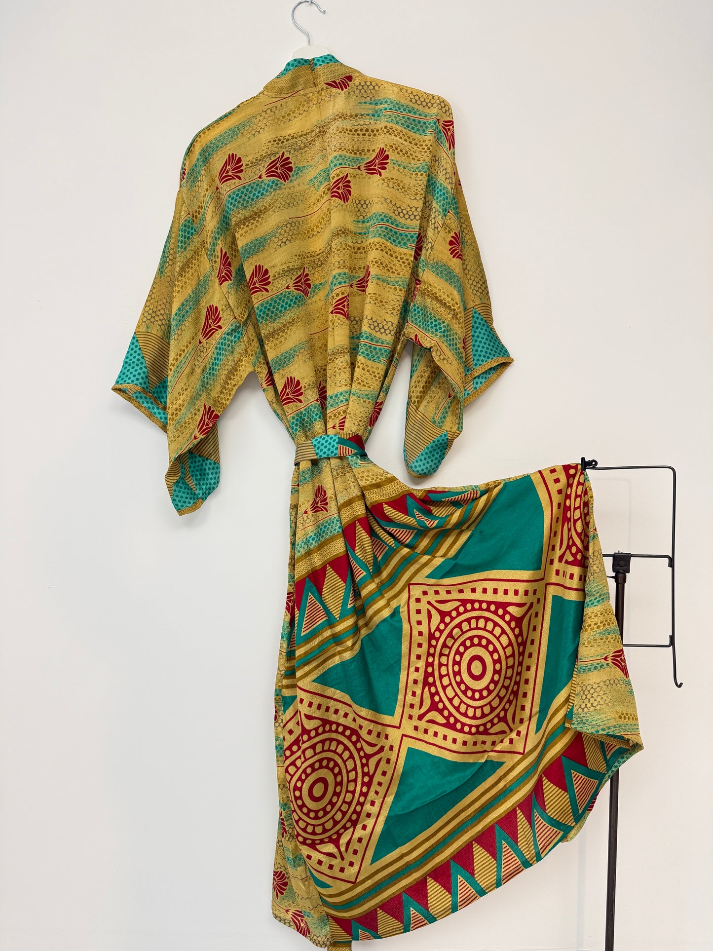 Vintage Saree Silk Kimono / Duster - Long