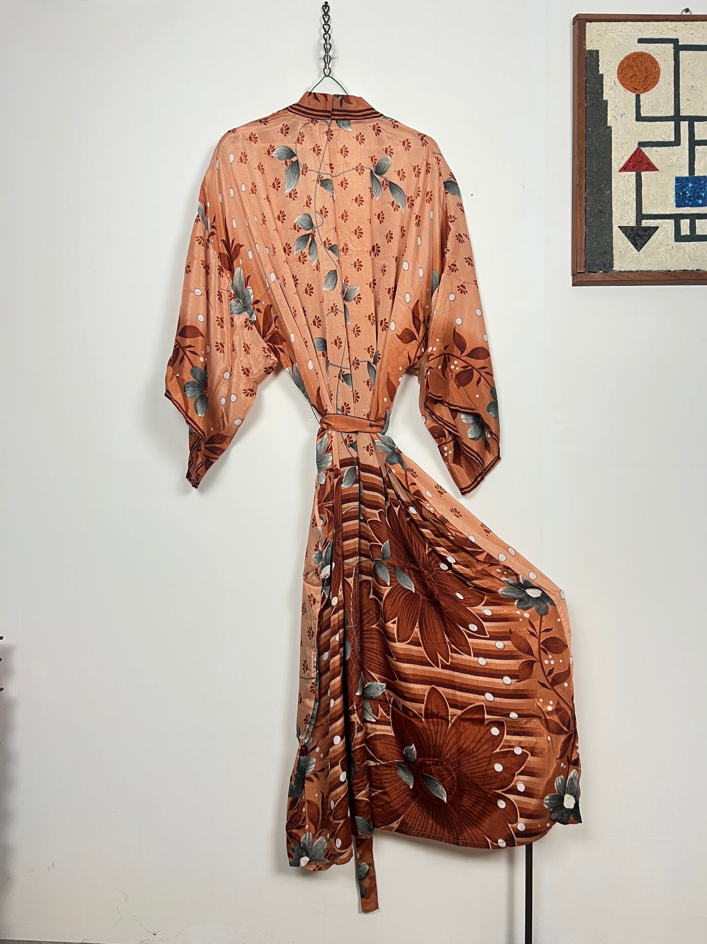 Vintage Saree Silk Kimono / Duster - Long - Wider Unisex Fit