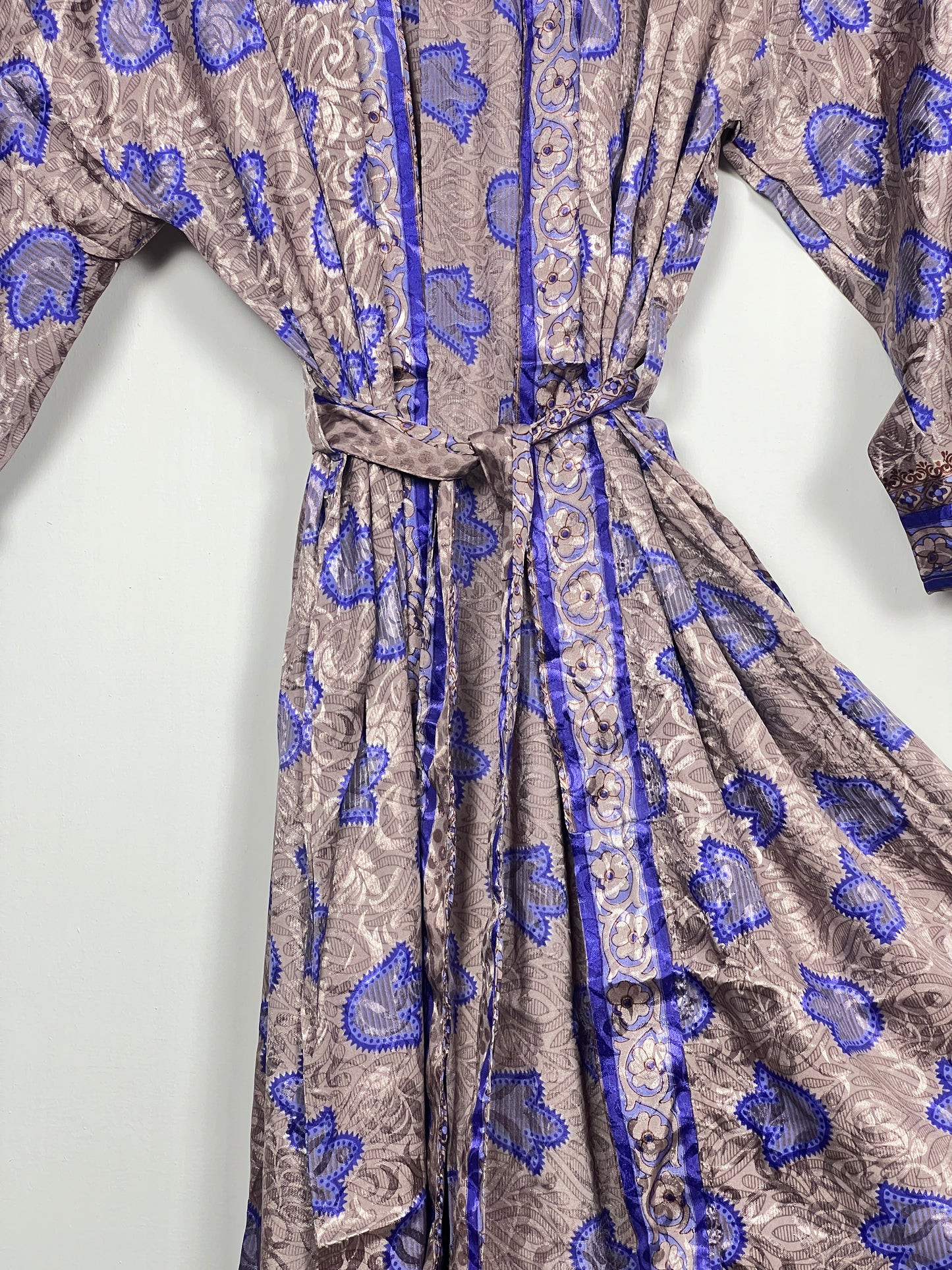 Vintage Saree Silk Kimono / Duster - Long - Wider Unisex Fit