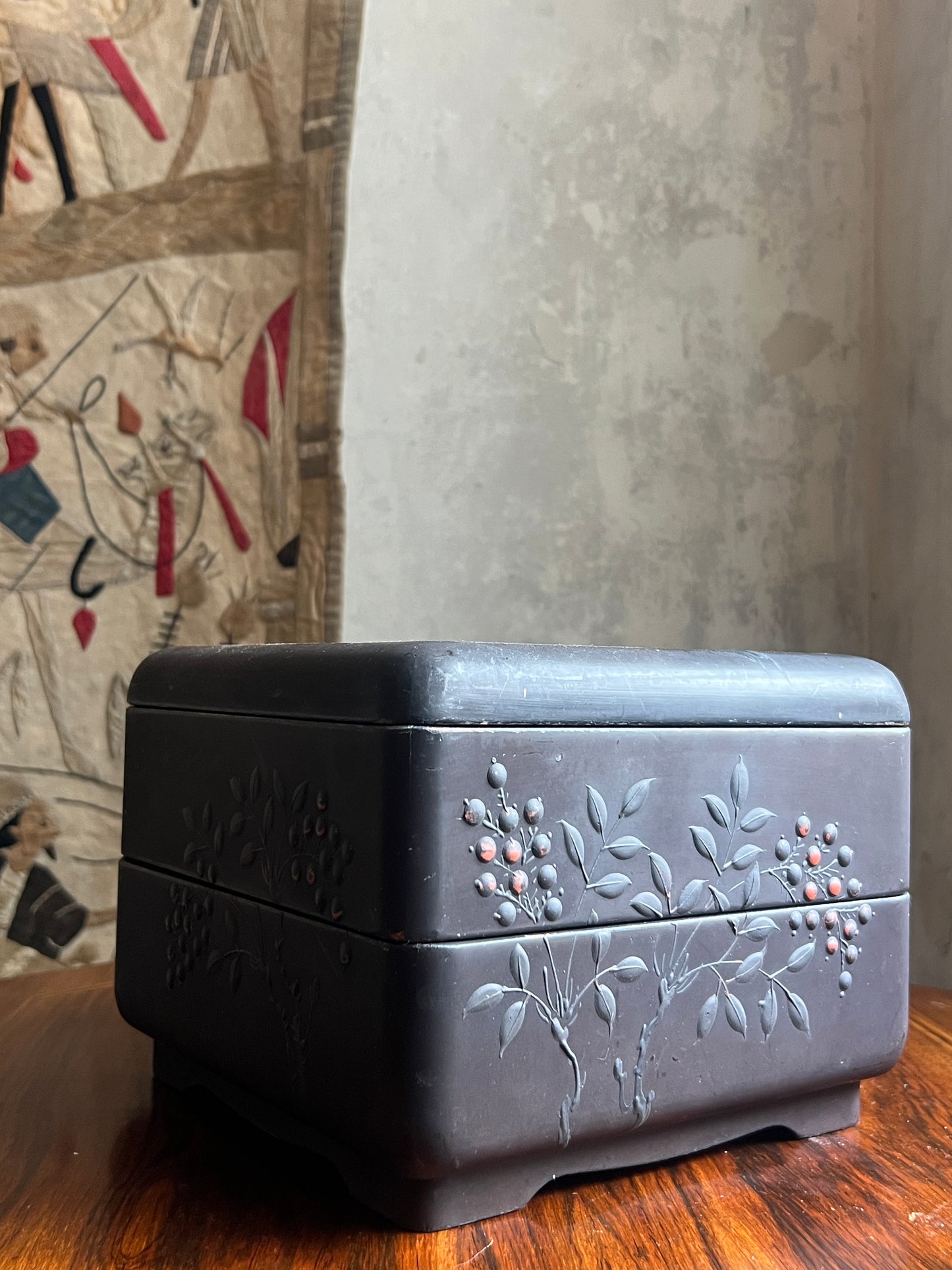 Japanese Lacquerware Two Layer Jubako Box - c1920