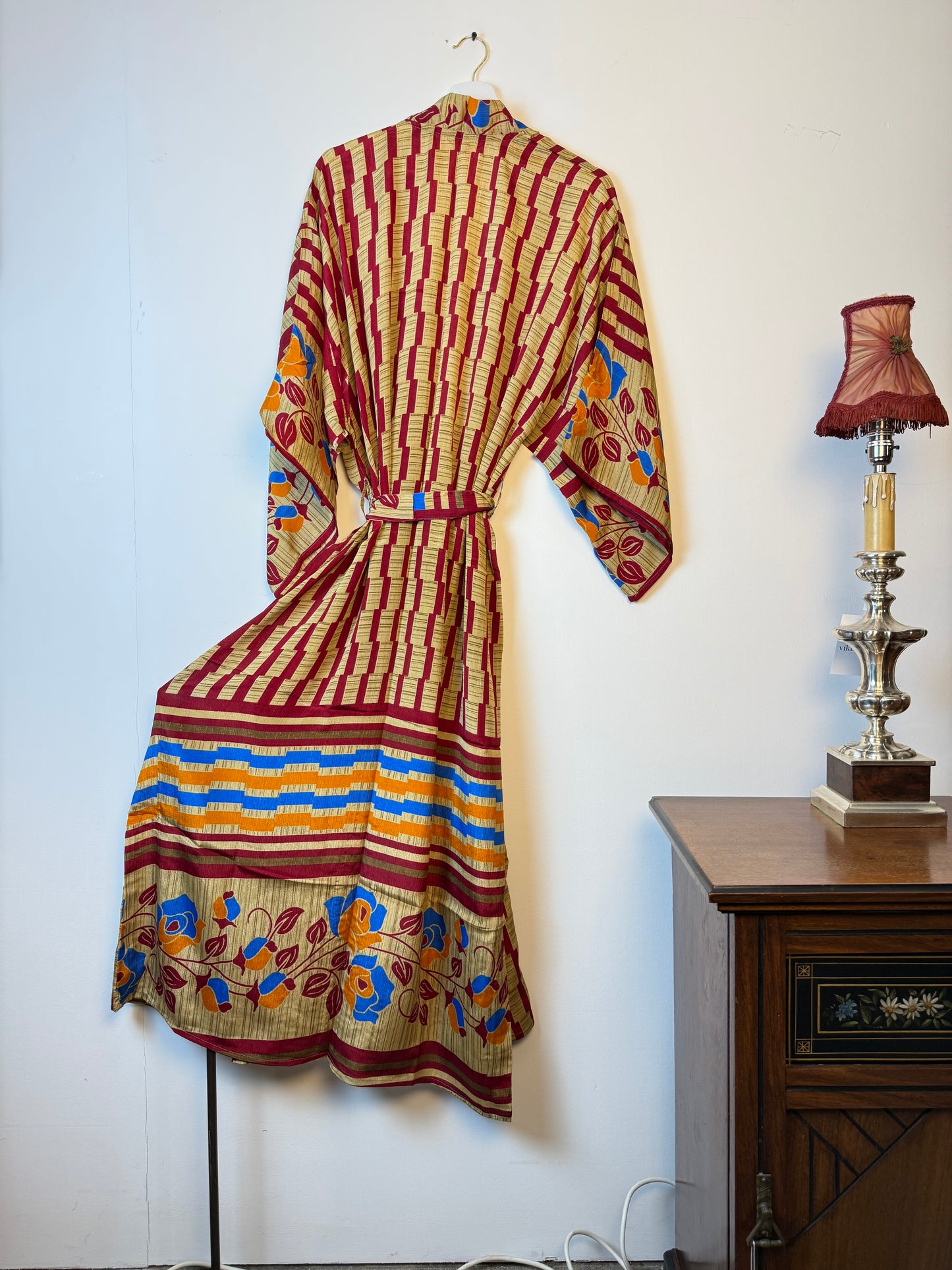 Vintage Saree Silk Kimono / Duster - Long