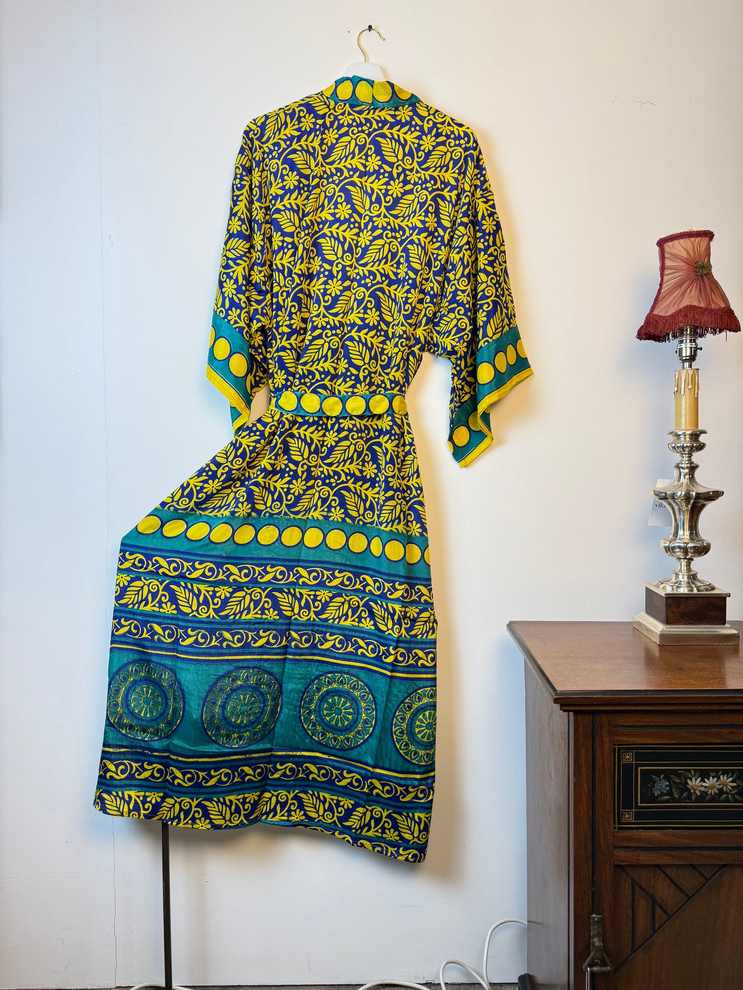 Vintage Saree Silk Kimono / Duster - Long