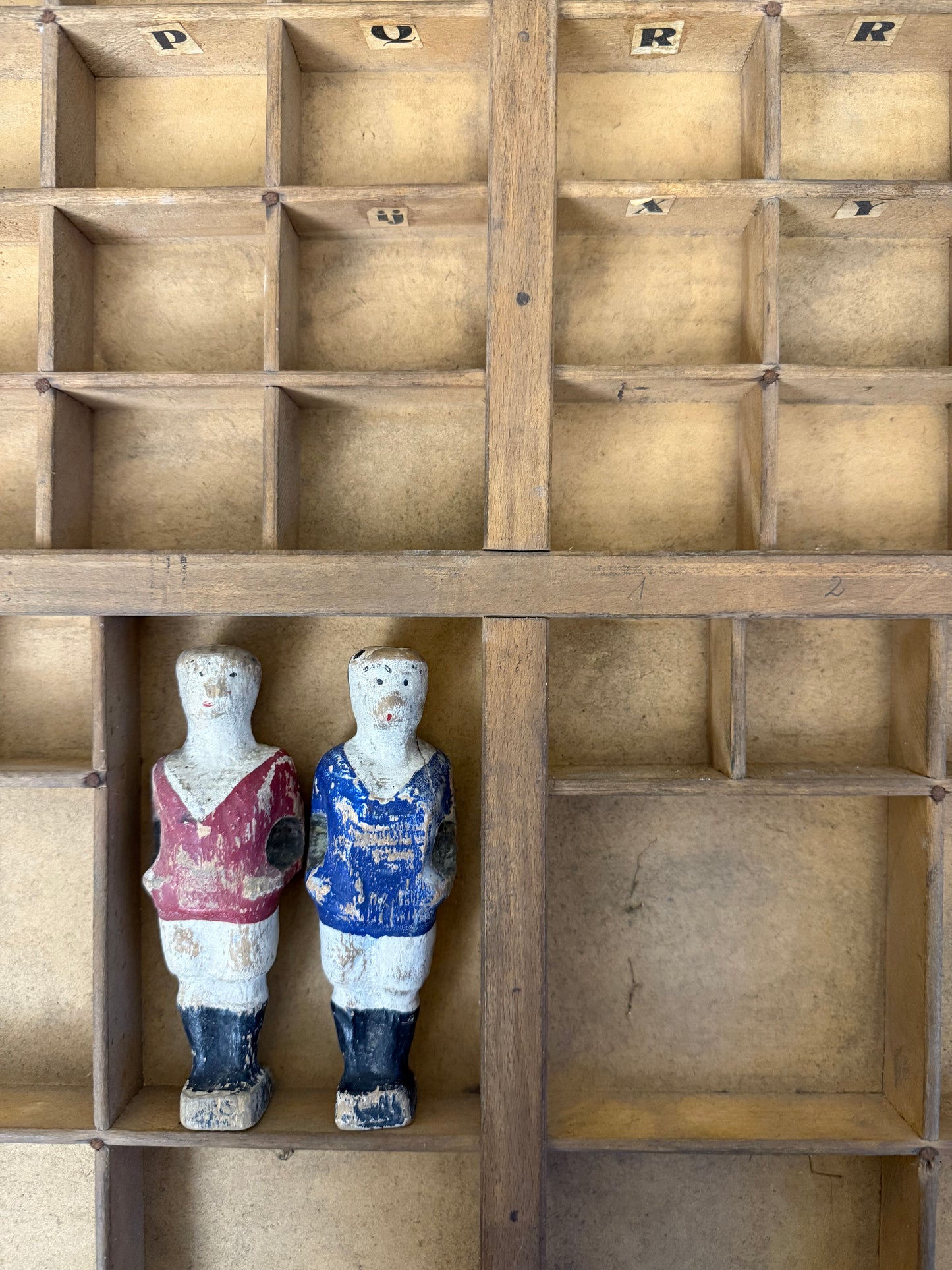 Rare 1930's French Wooden Table Football Players in Original Paint