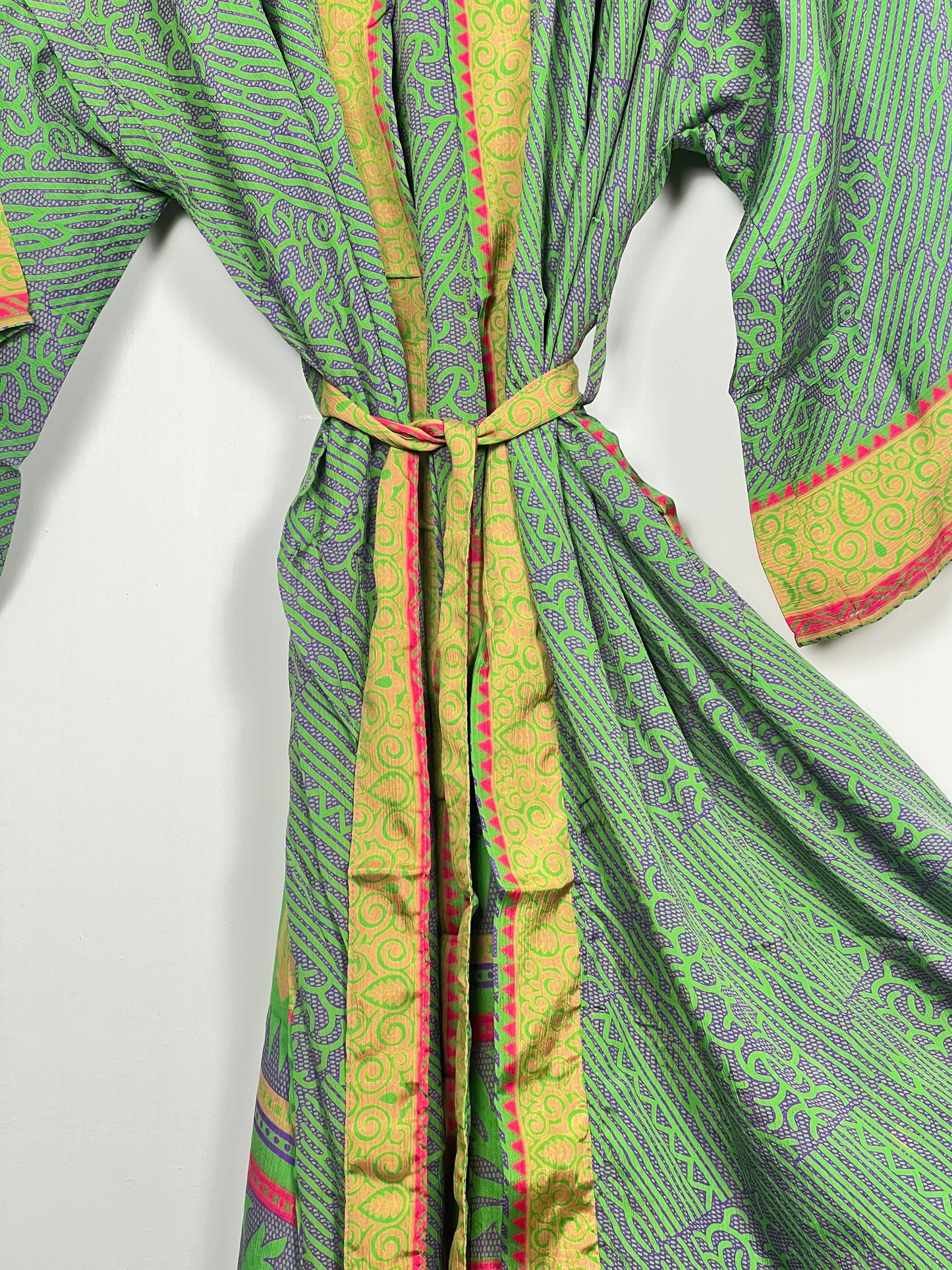 Vintage Saree Silk Kimono / Duster - Long - Wider Unisex Fit