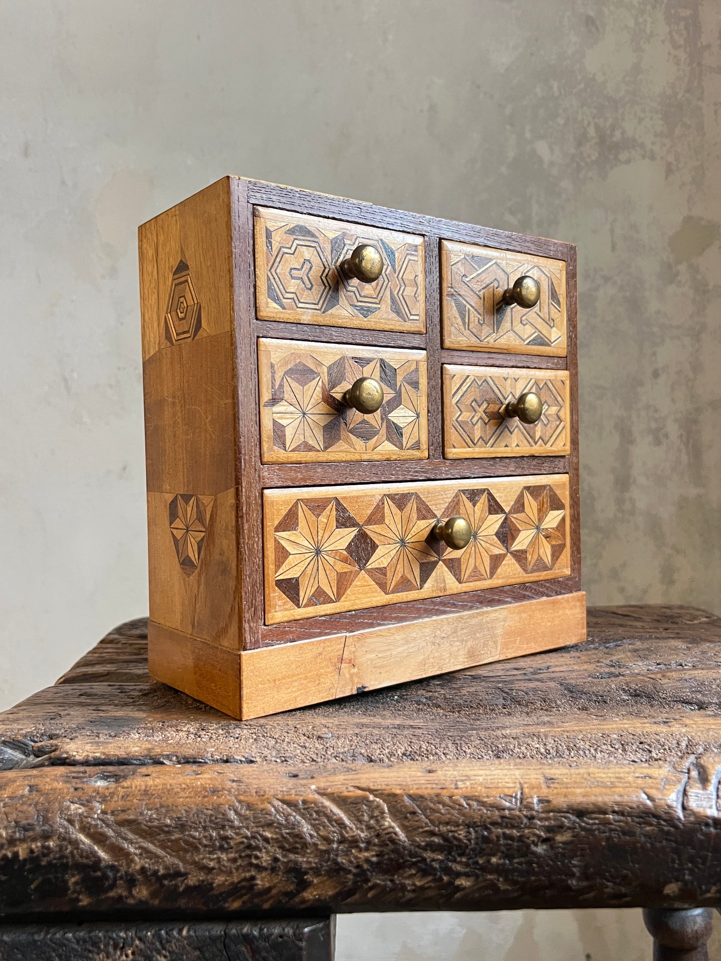 A Japanese Parquetry Specimen Table-top Miniature Chest
