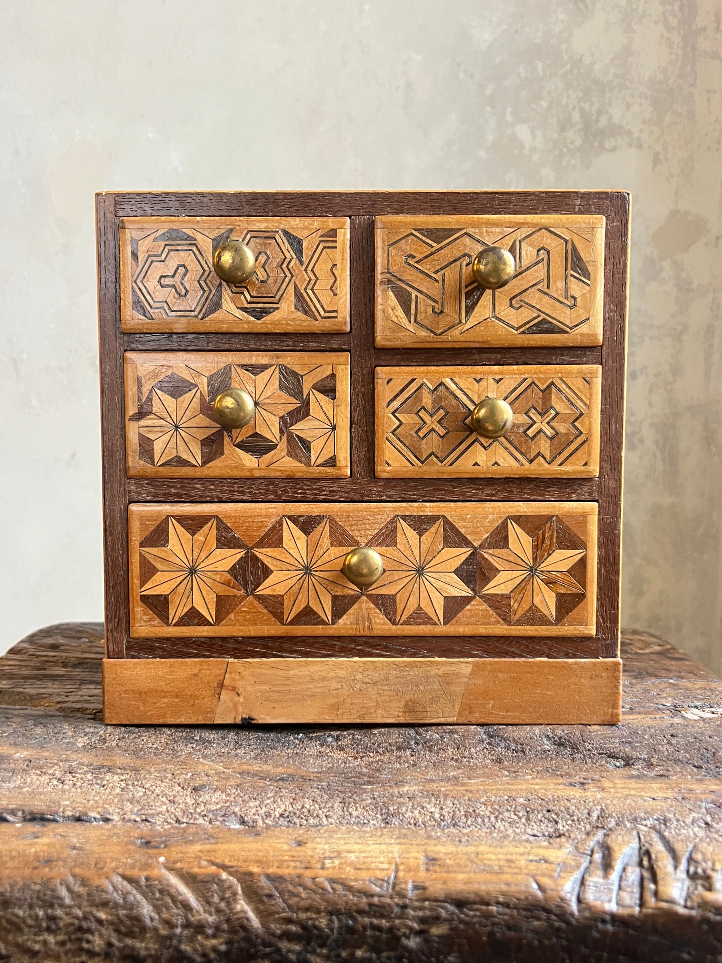 A Japanese Parquetry Specimen Table-top Miniature Chest