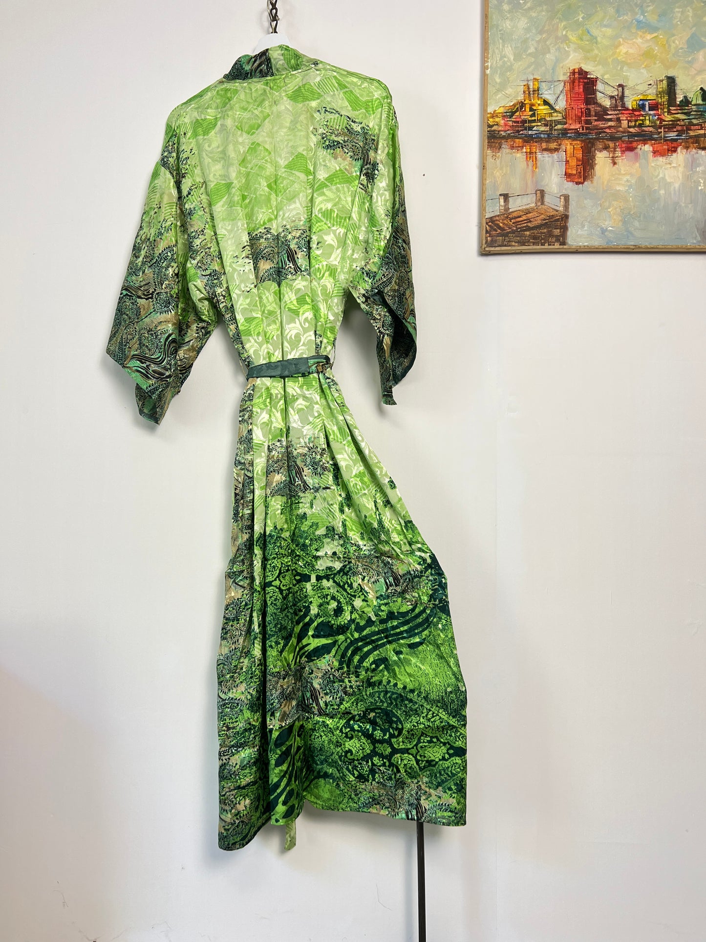 Vintage Saree Silk Kimono / Duster - Long