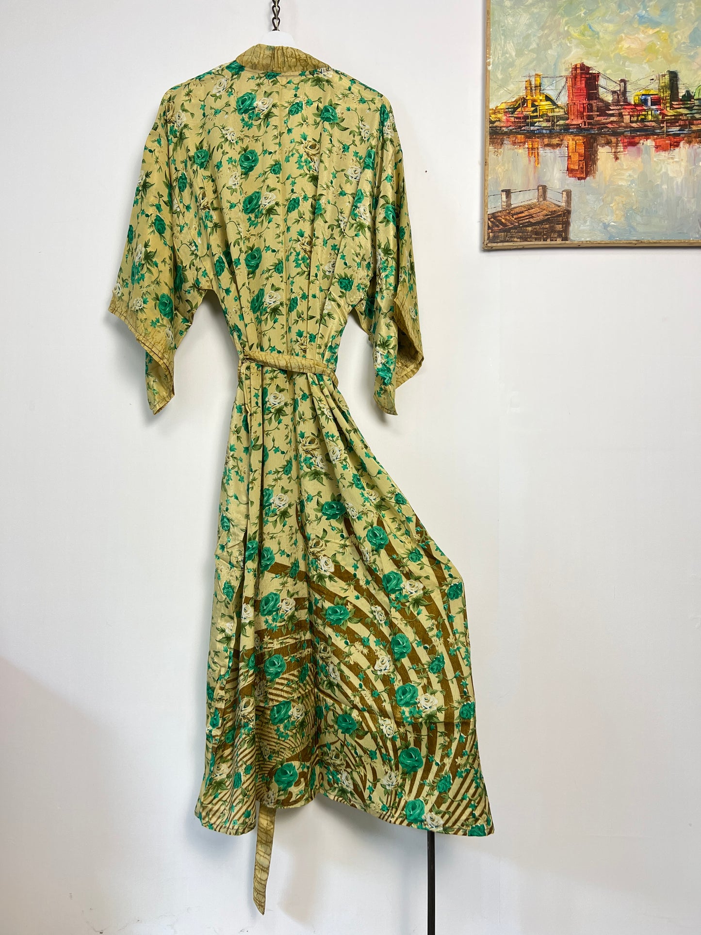 Vintage Saree Silk Kimono / Duster - Long
