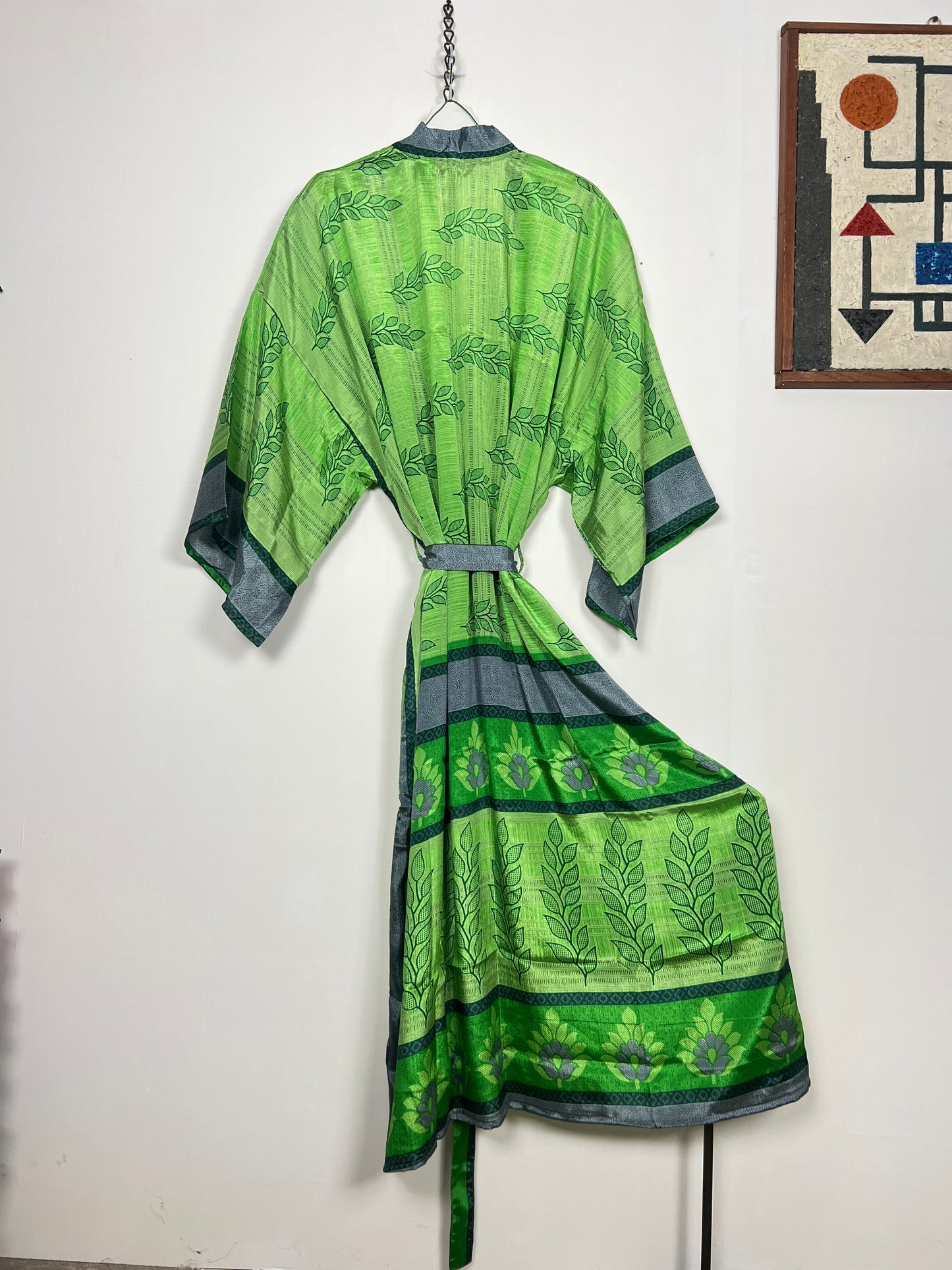 Vintage Saree Silk Kimono / Duster - Long - Wider Unisex Fit