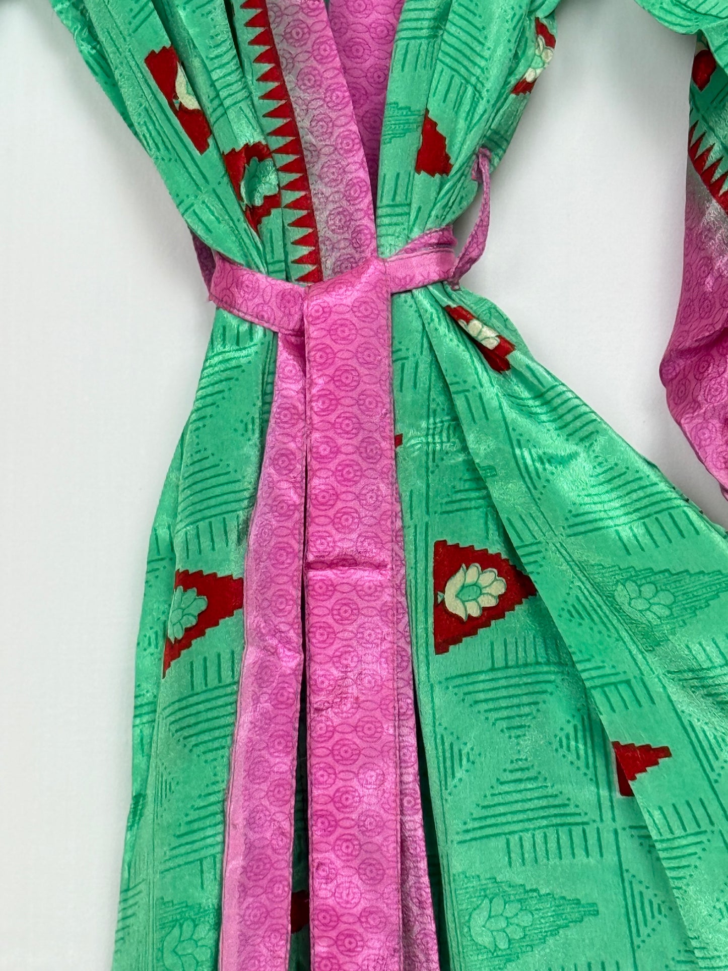 Vintage Saree Silk Kimono / Duster - Long