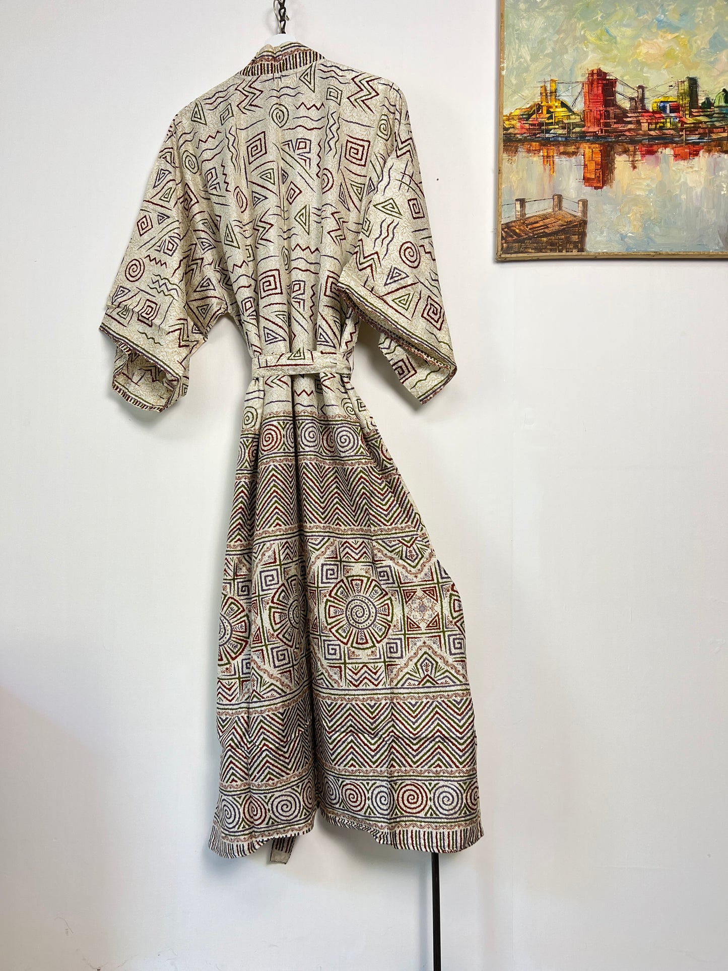 Vintage Saree Silk Kimono / Duster - Long