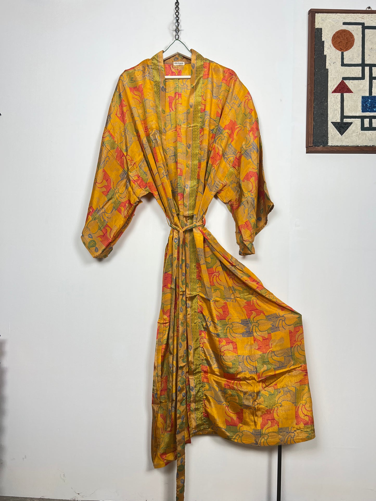 Vintage Saree Silk Kimono / Duster - Long - Wider Unisex Fit