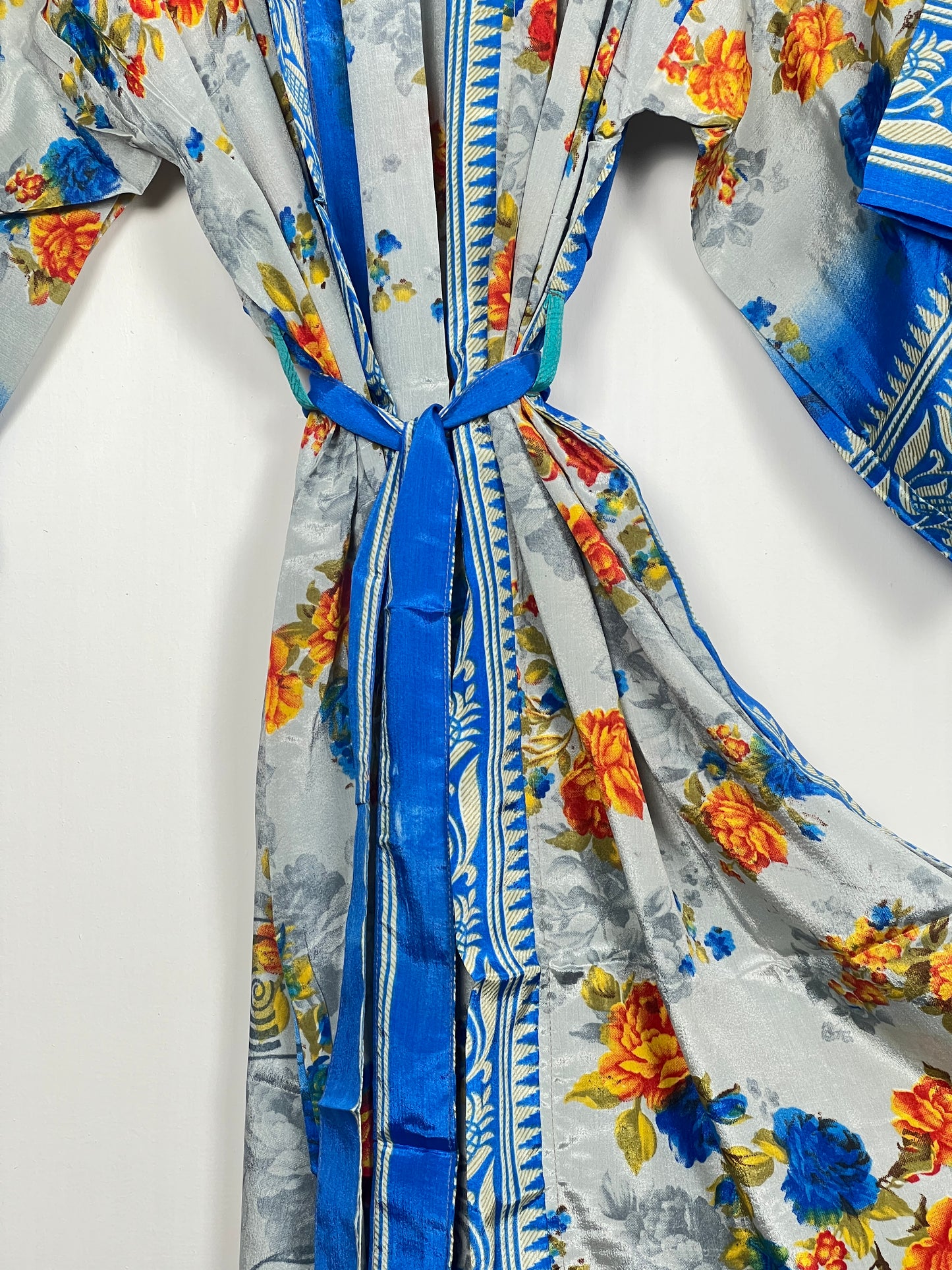 Vintage Saree Silk Kimono / Duster - Long - Wider Unisex Fit