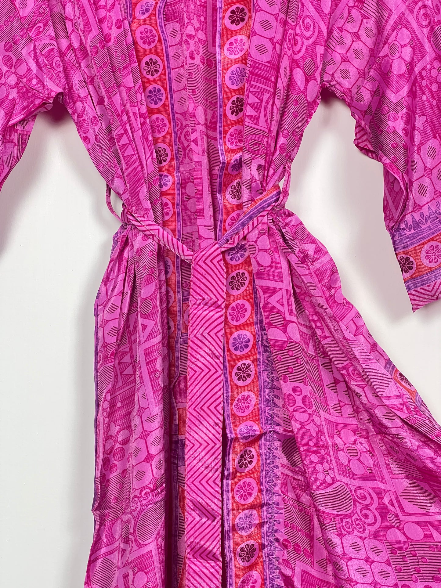 Vintage Saree Silk Kimono / Duster - Long - Wider Unisex Fit