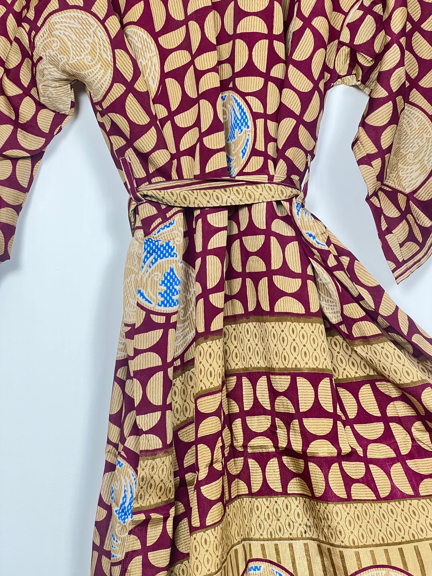 Vintage Saree Silk Kimono / Duster - Long - Wider Unisex Fit